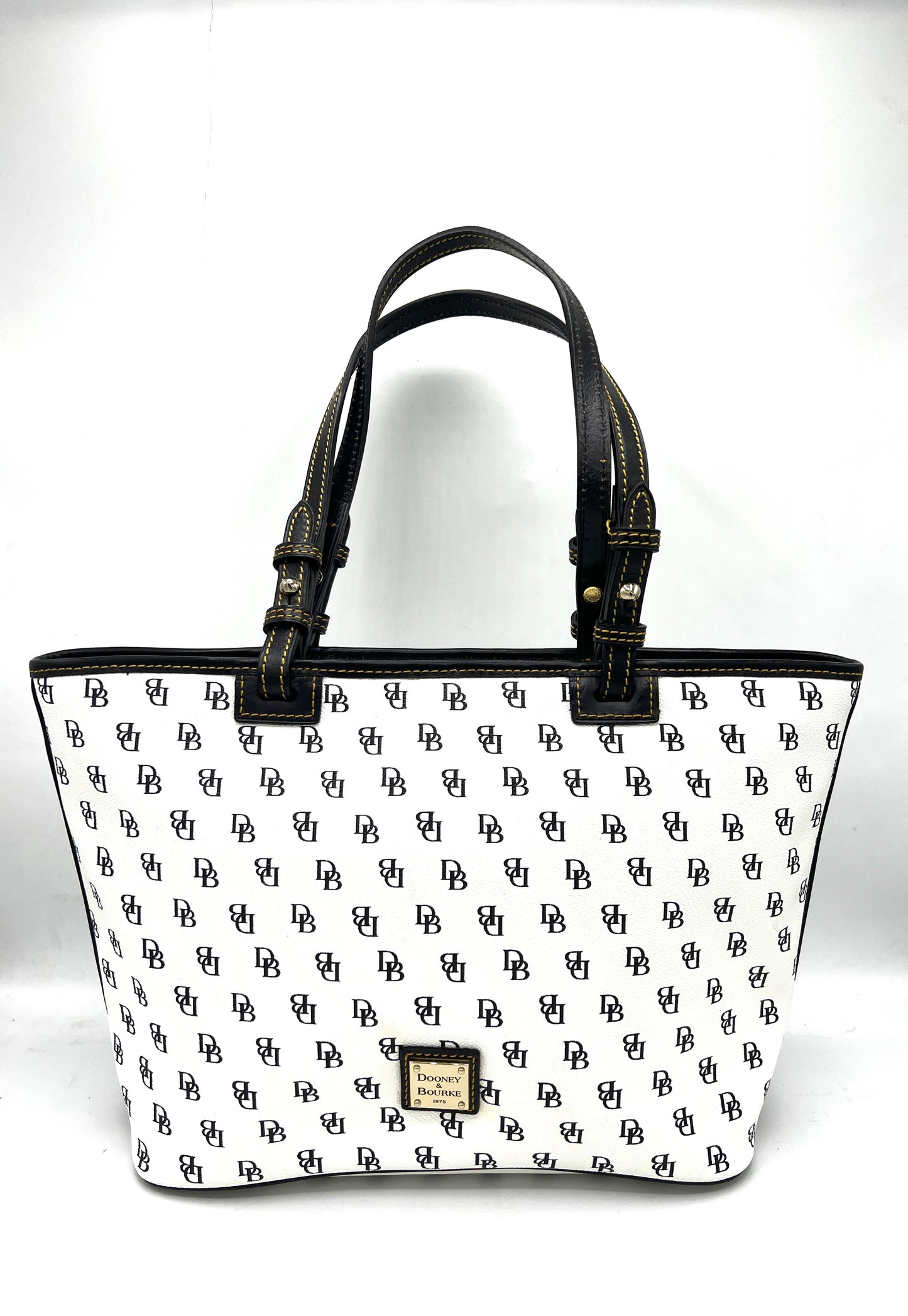 Dooney & Bourke Gretta Leisure Shopper Tote – White with Black Signature Monogram