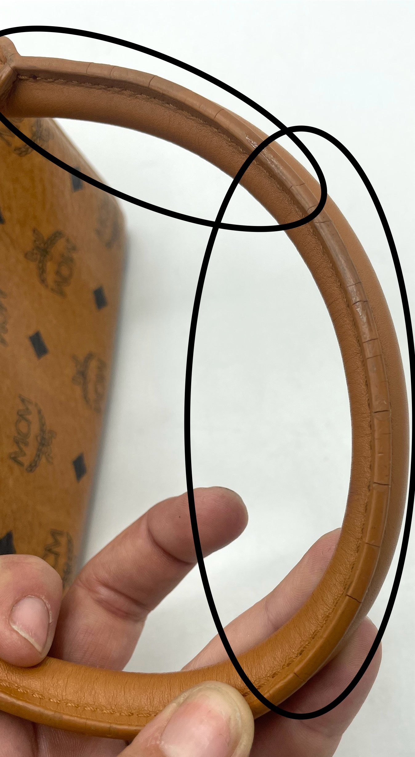 MCM Cognac Visetos Boston Bag