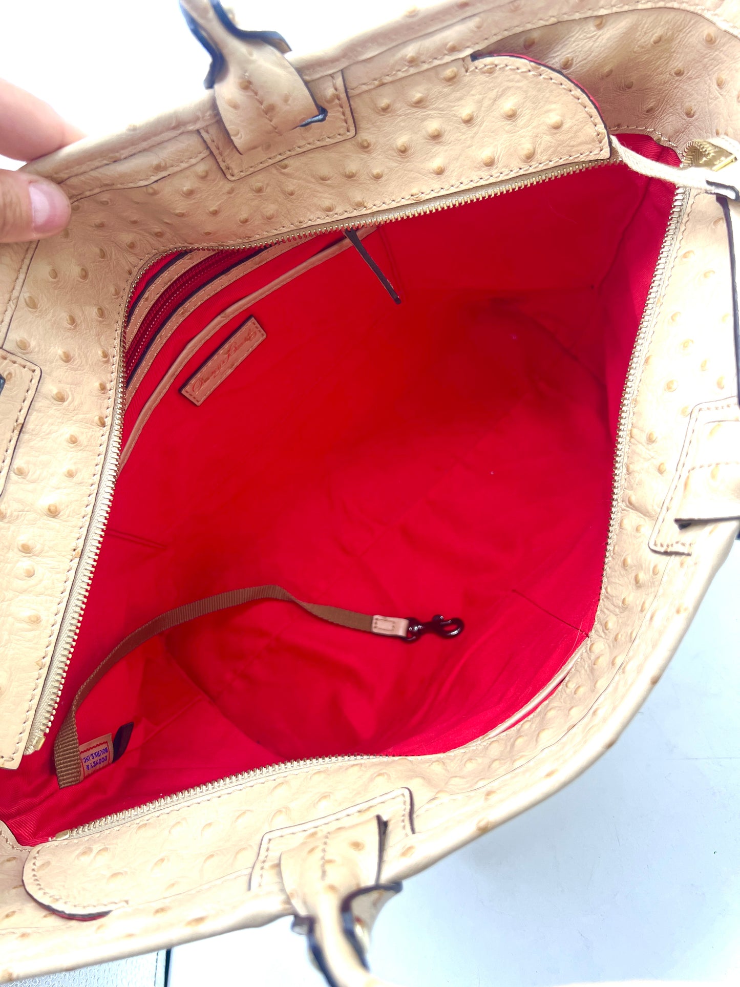 Dooney & Bourke Ostrich Zip Top Tote – Tan