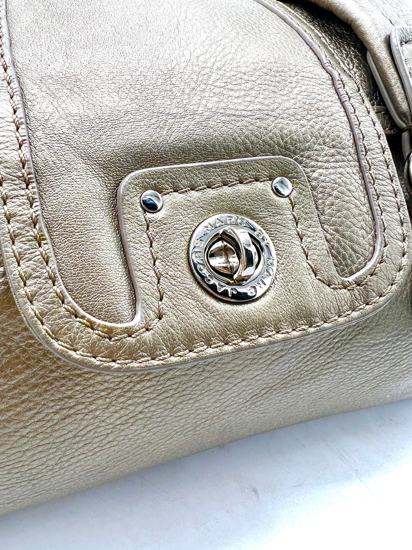 Marc by Marc Jacobs Totally Turnlock Quinn Satchel Handbag – Bronze Metallic Leather