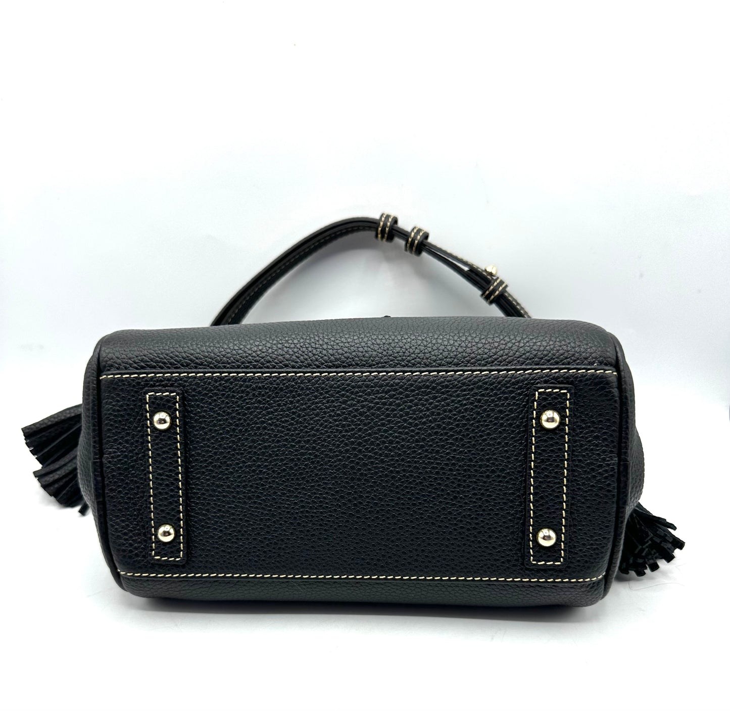 Dooney & Bourke Pebble Grain Tassel Shoulder Bag – Black Pebbled Leather