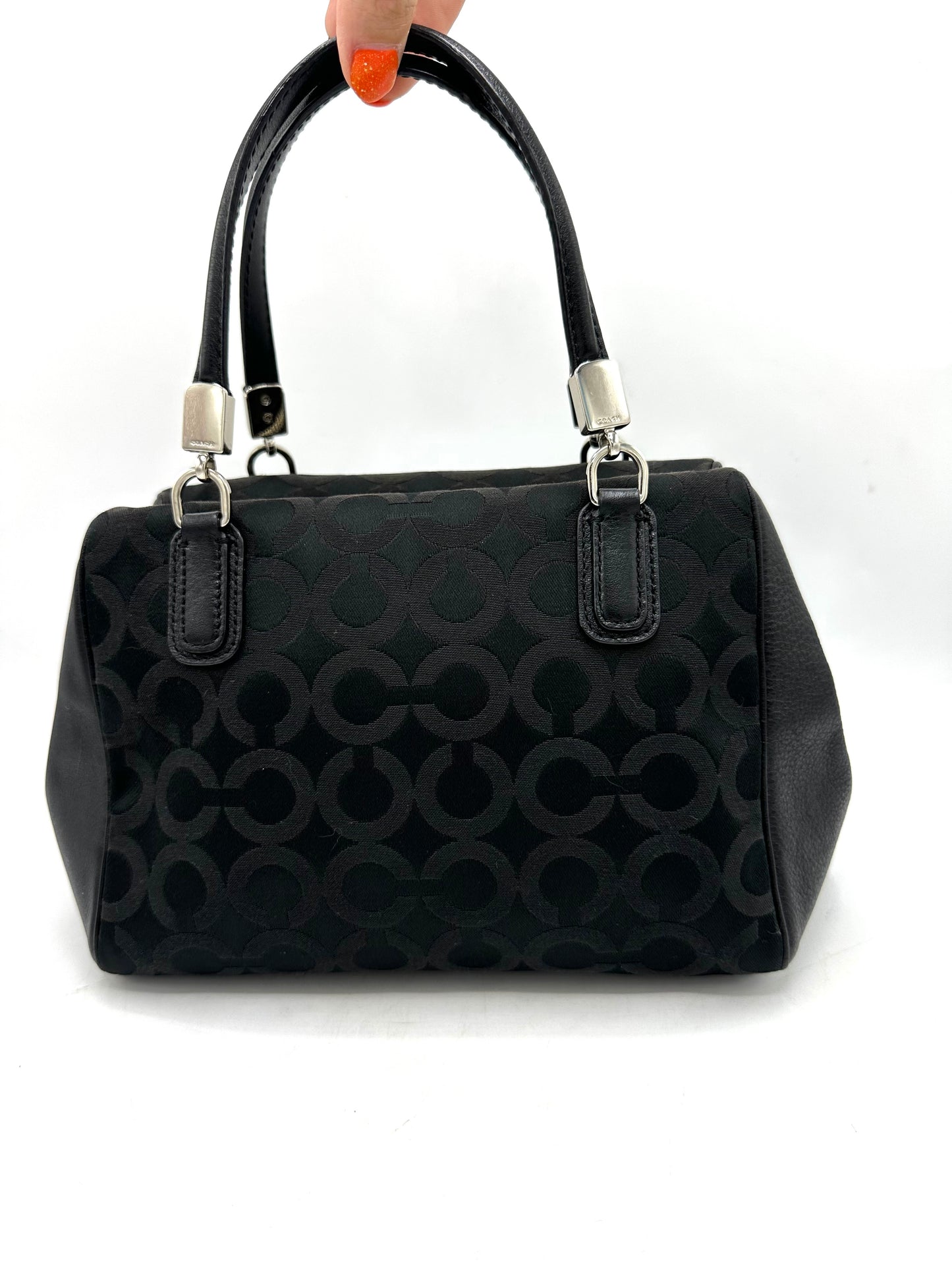 Coach Madison Op Art Sateen Mini Satchel – Black Sateen / Op Art