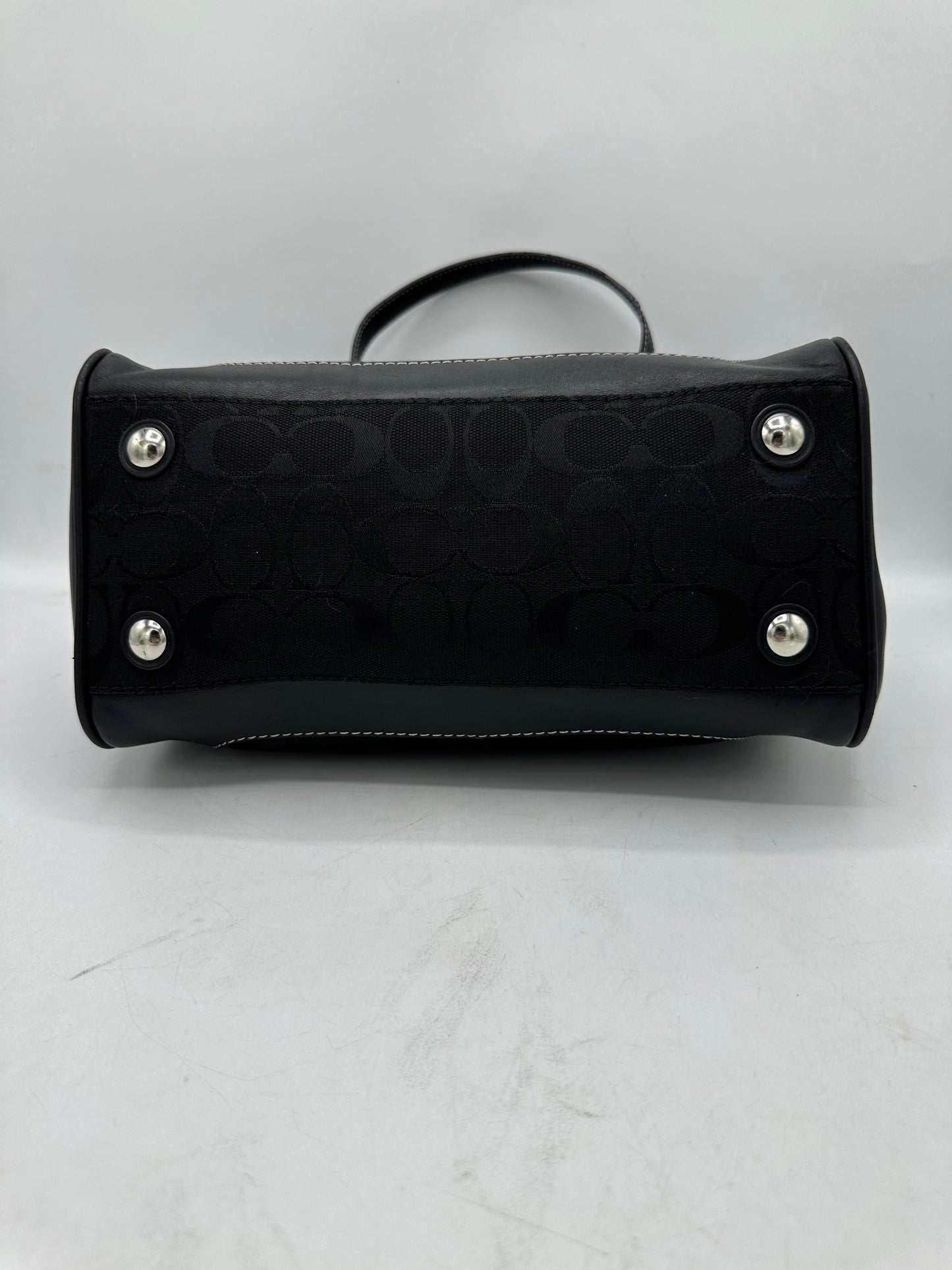 Coach Signature Satchel – Black Signature “C” Canvas with Leather Trim *Clearance Rack*