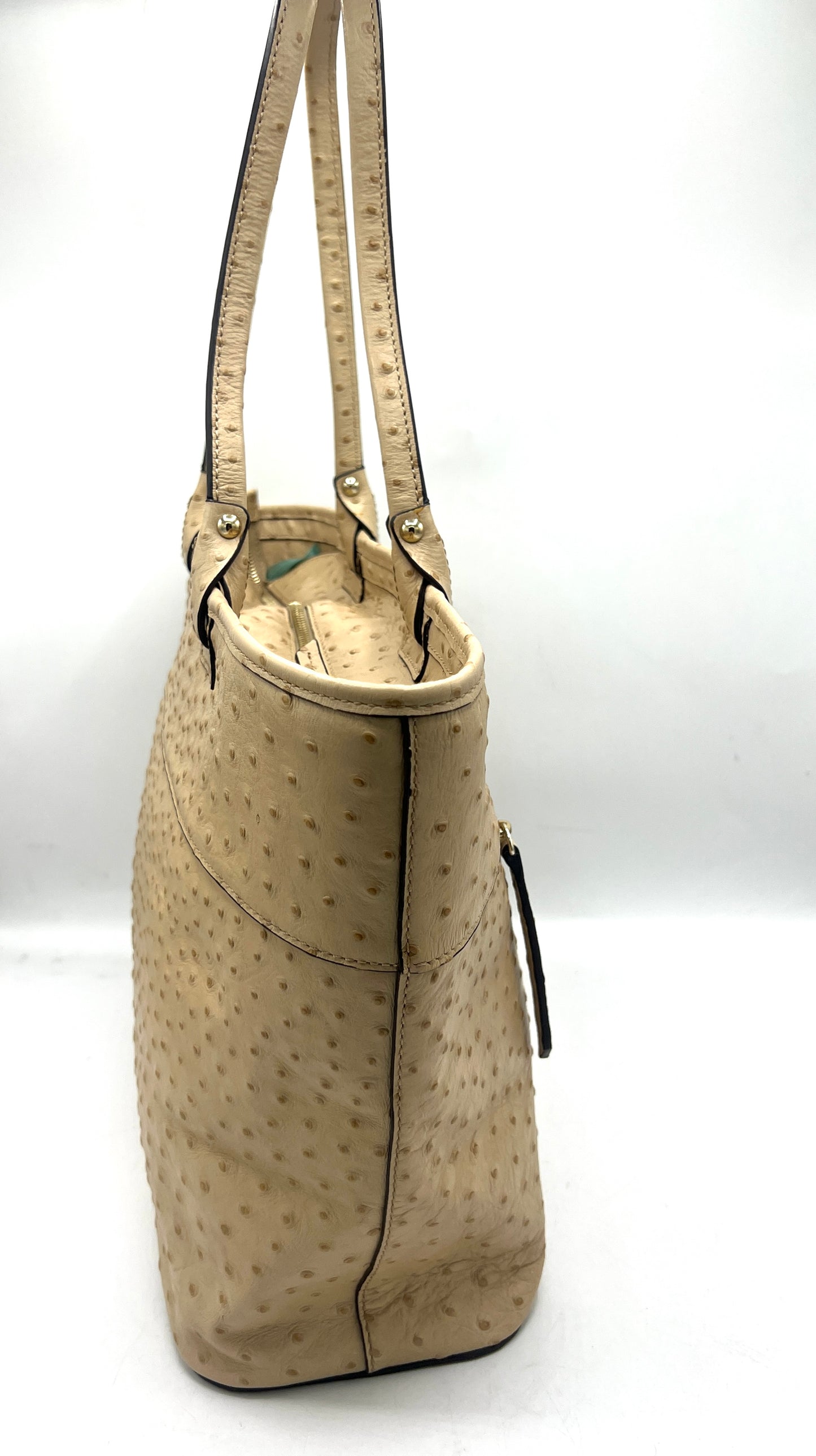 Dooney & Bourke Ostrich Zip Top Tote – Tan