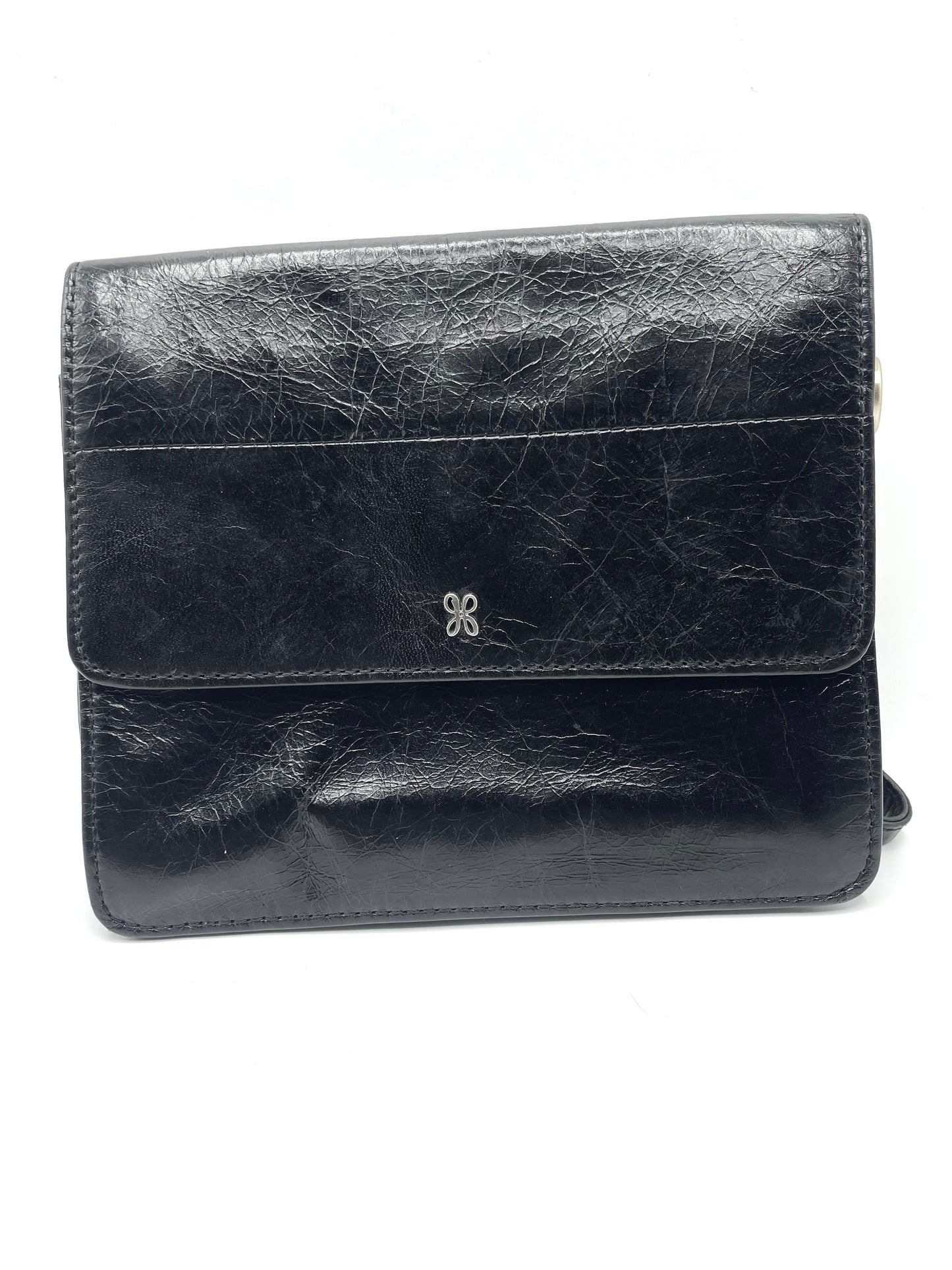 HOBO Jill Wallet Crossbody – Black Polished Leather (Style VI‑32471BLK)