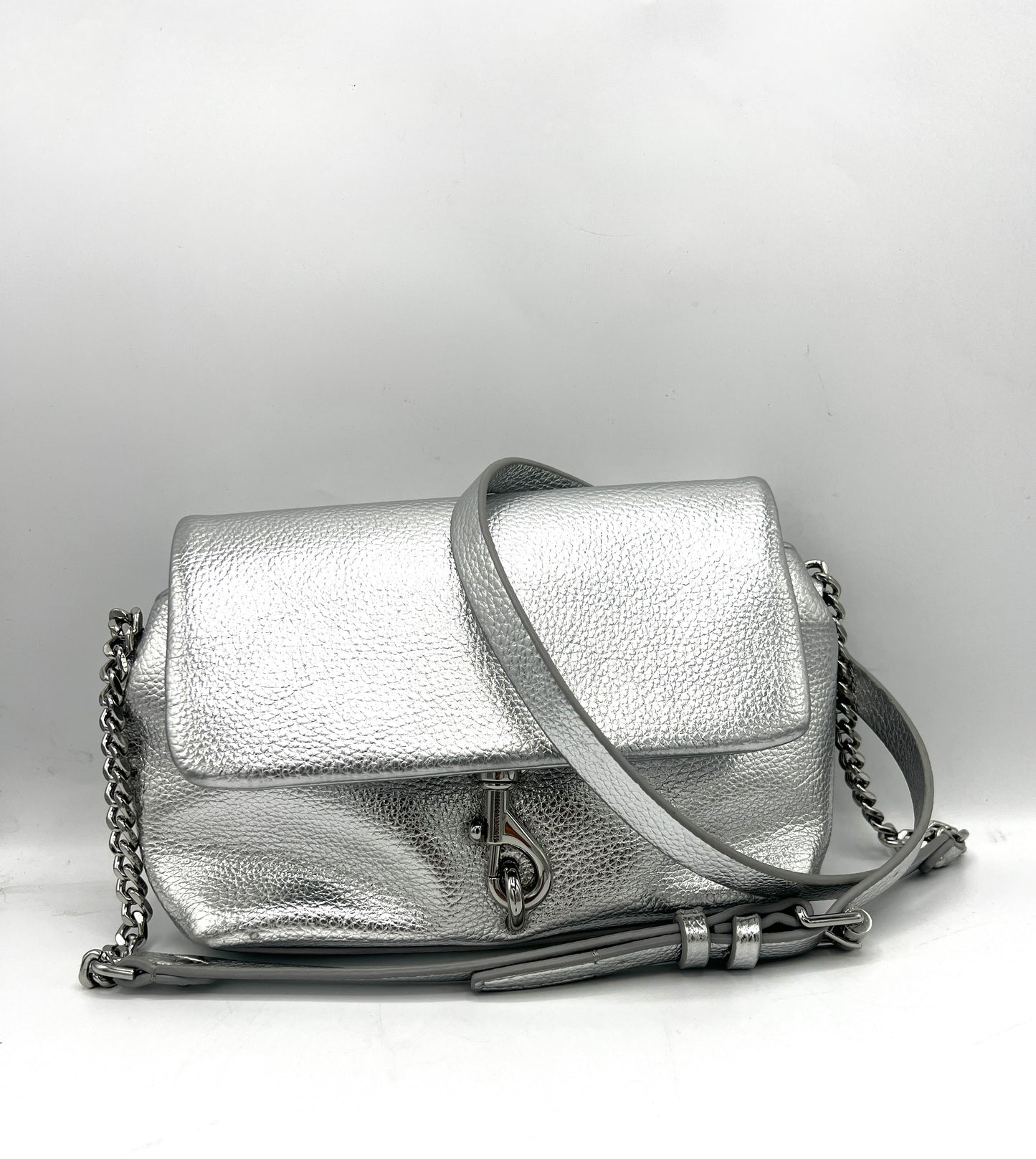 Rebecca Minkoff Flap Crossbody – Silver Leather