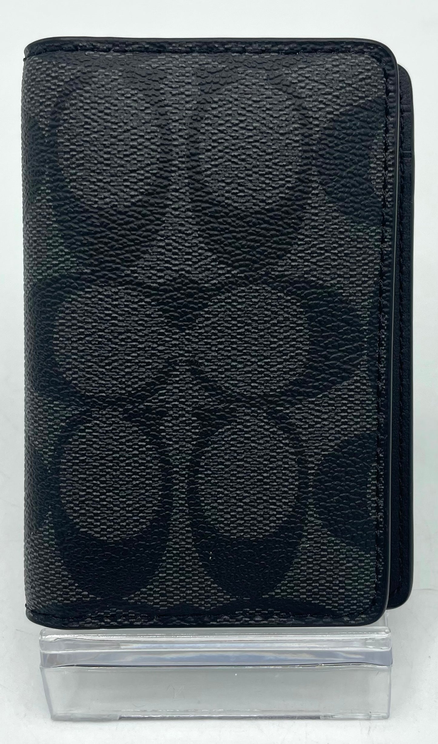 Coach Foldover ID Wallet – Dark Gray Signature Canvas