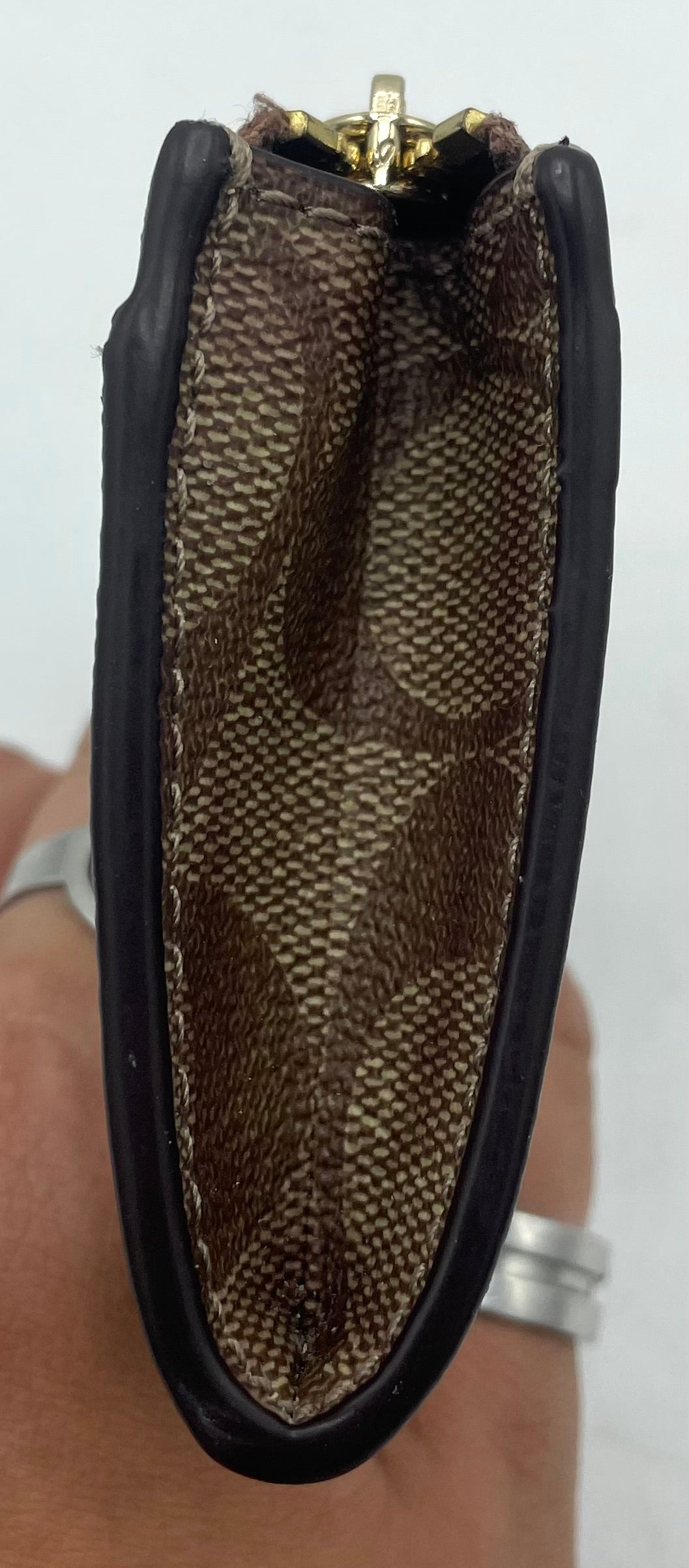 Coach Mini Skinny ID Case - Dark Brown Suede Interior