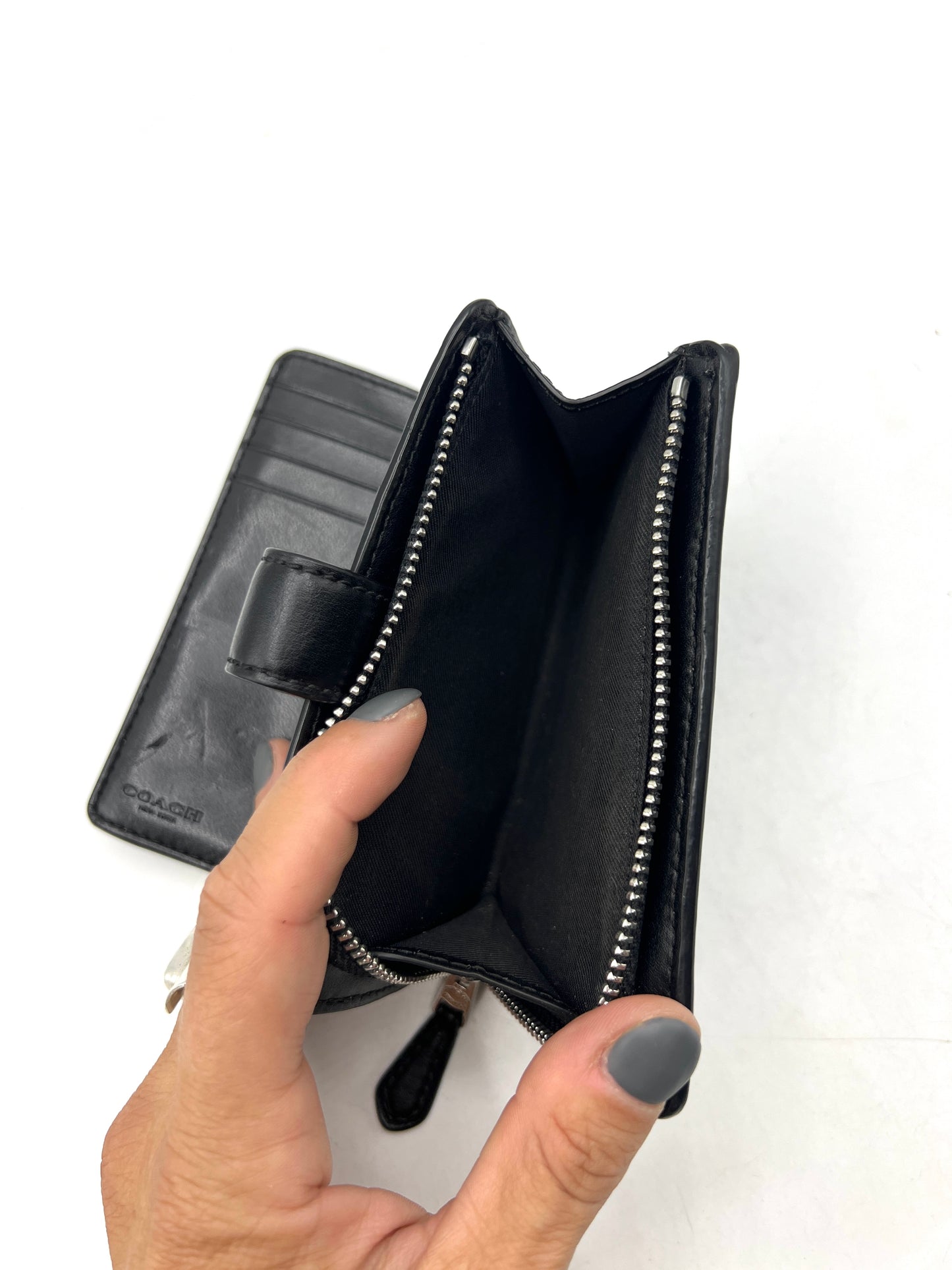 Coach F23553 Corner Zip Wallet – Black (Signature Canvas / Leather Trim)