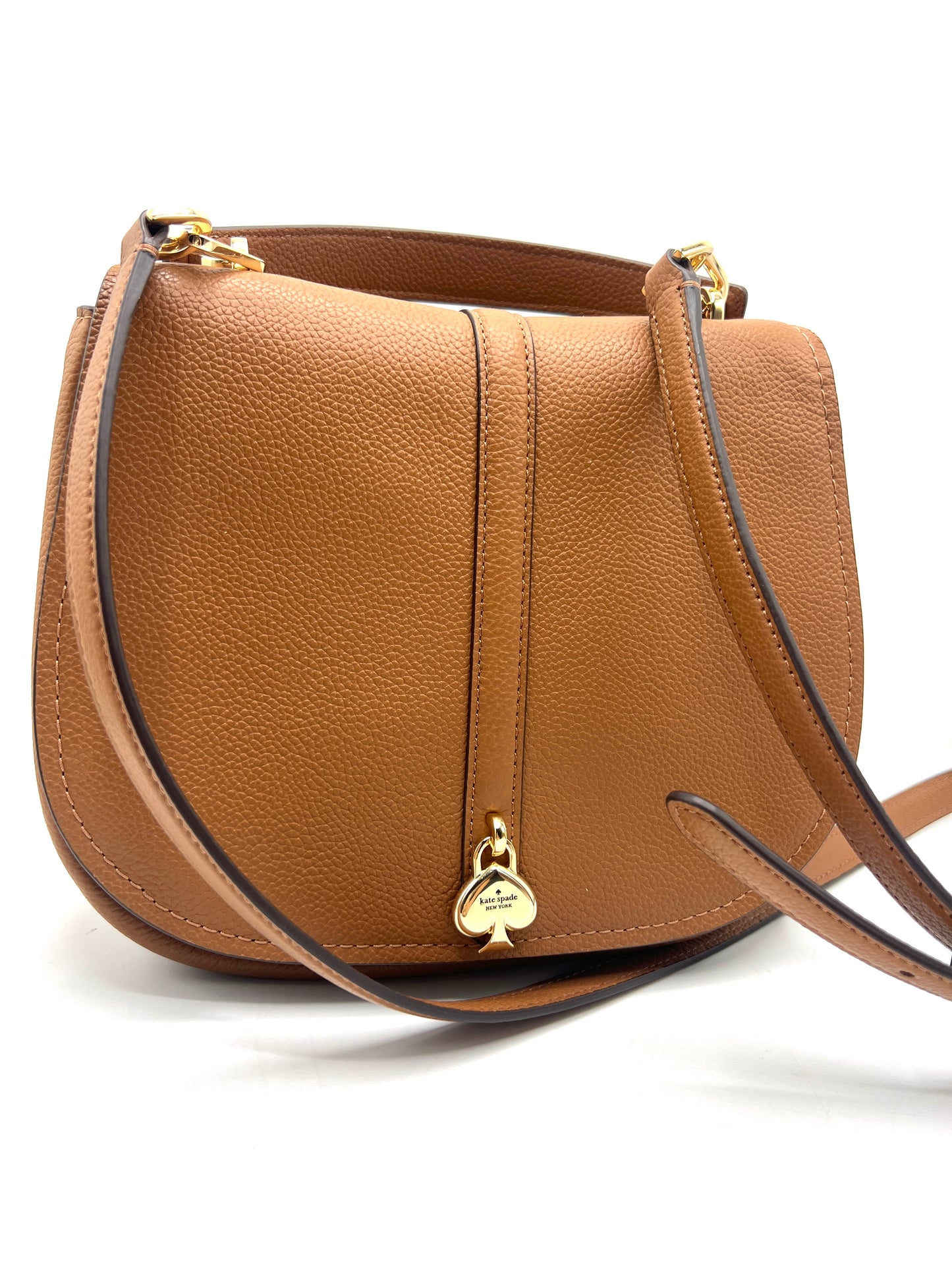 Kate Spade Kayla Pebbled Leather Saddle Bag – Warm Gingerbread