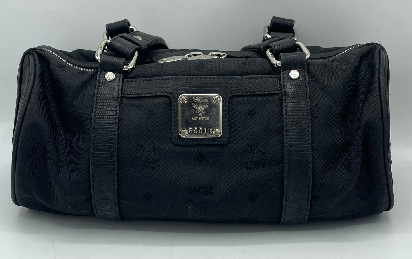 MCM Nylon Monogram Barrel Bag
