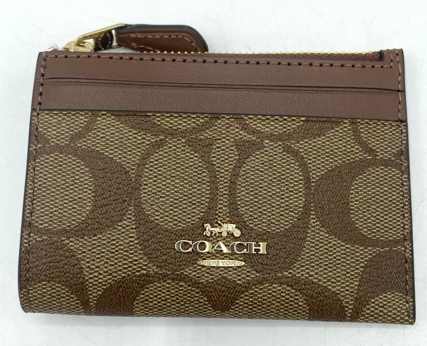 Coach Mini Skinny ID Case - Tan Suede Interior