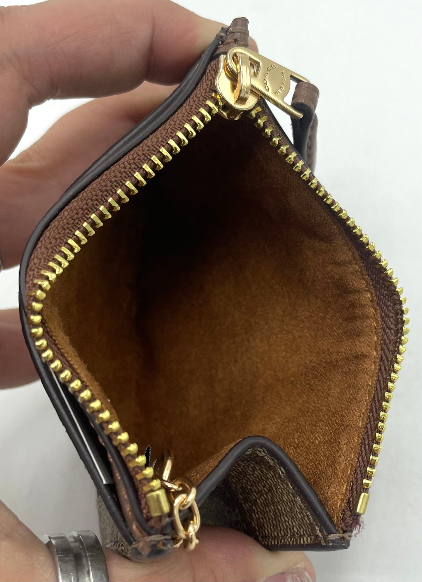 Coach Mini Skinny ID Case - Tan Suede Interior