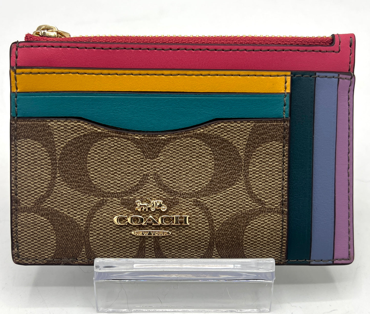 Coach Xl Mini Skinny Rainbow ID Card Wallet