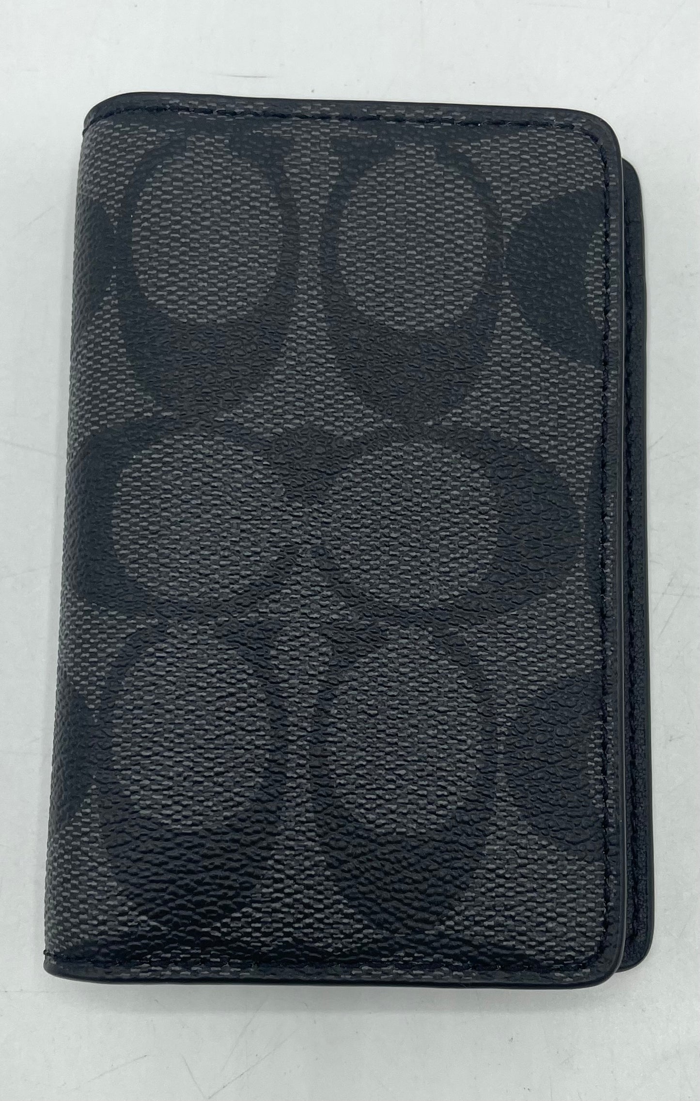 Coach Foldover ID Wallet – Dark Gray Signature Canvas