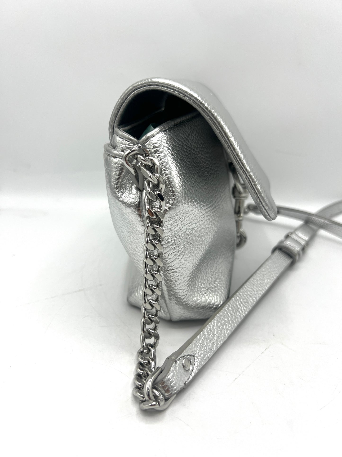 Rebecca Minkoff Flap Crossbody – Silver Leather