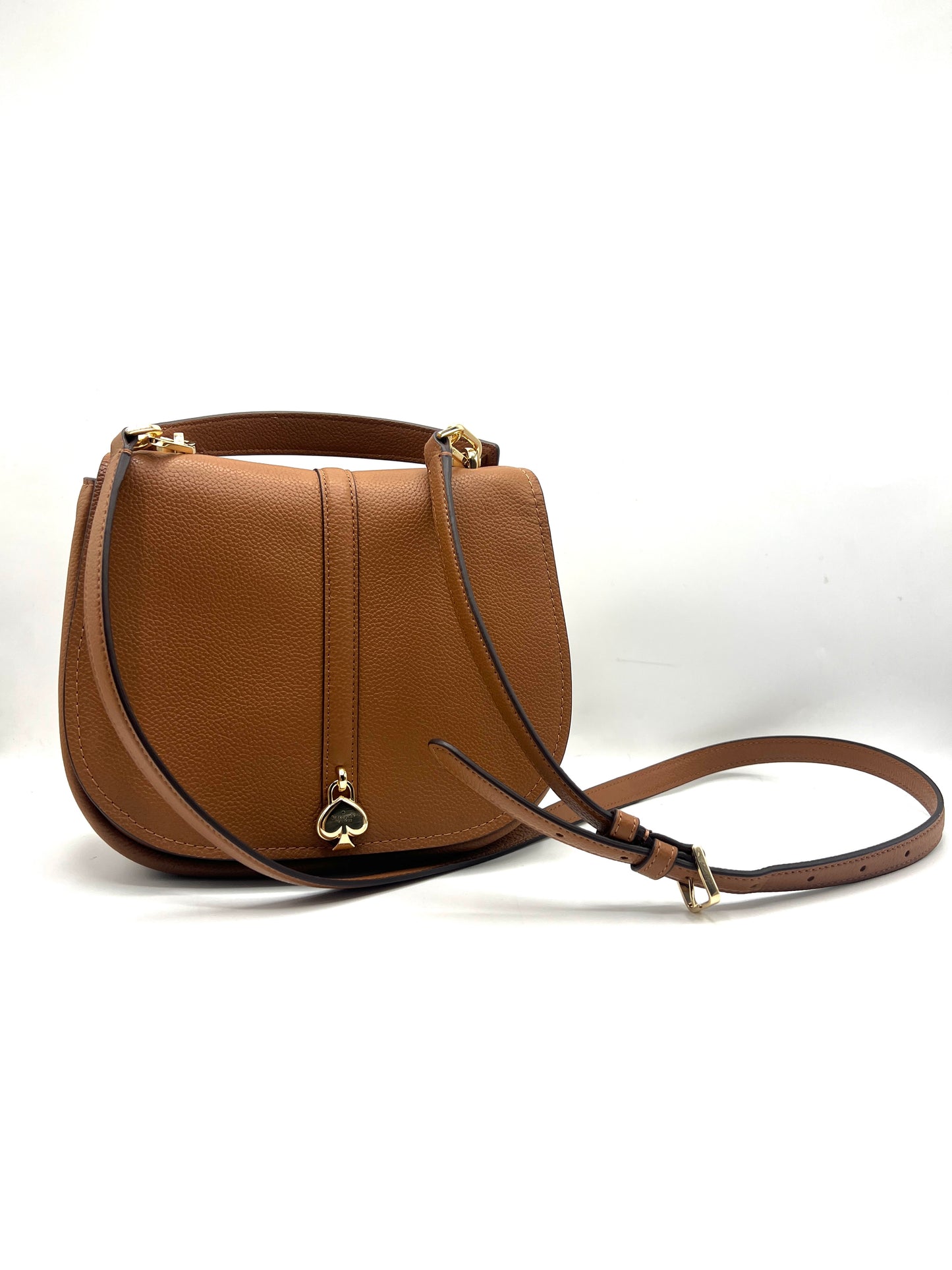 Kate Spade Kayla Pebbled Leather Saddle Bag – Warm Gingerbread