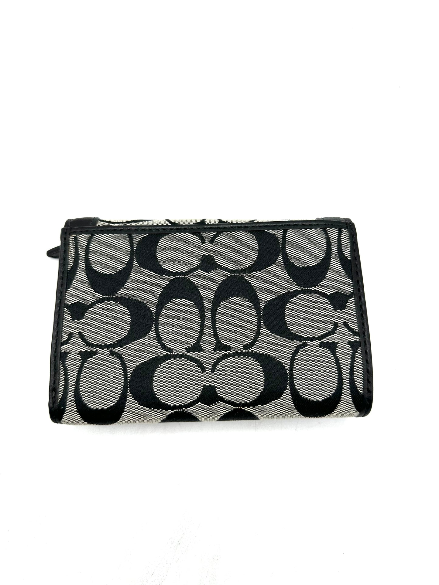 Coach Classic Tri-Fold Small Wallet – Black/Gray Signature C Canvas