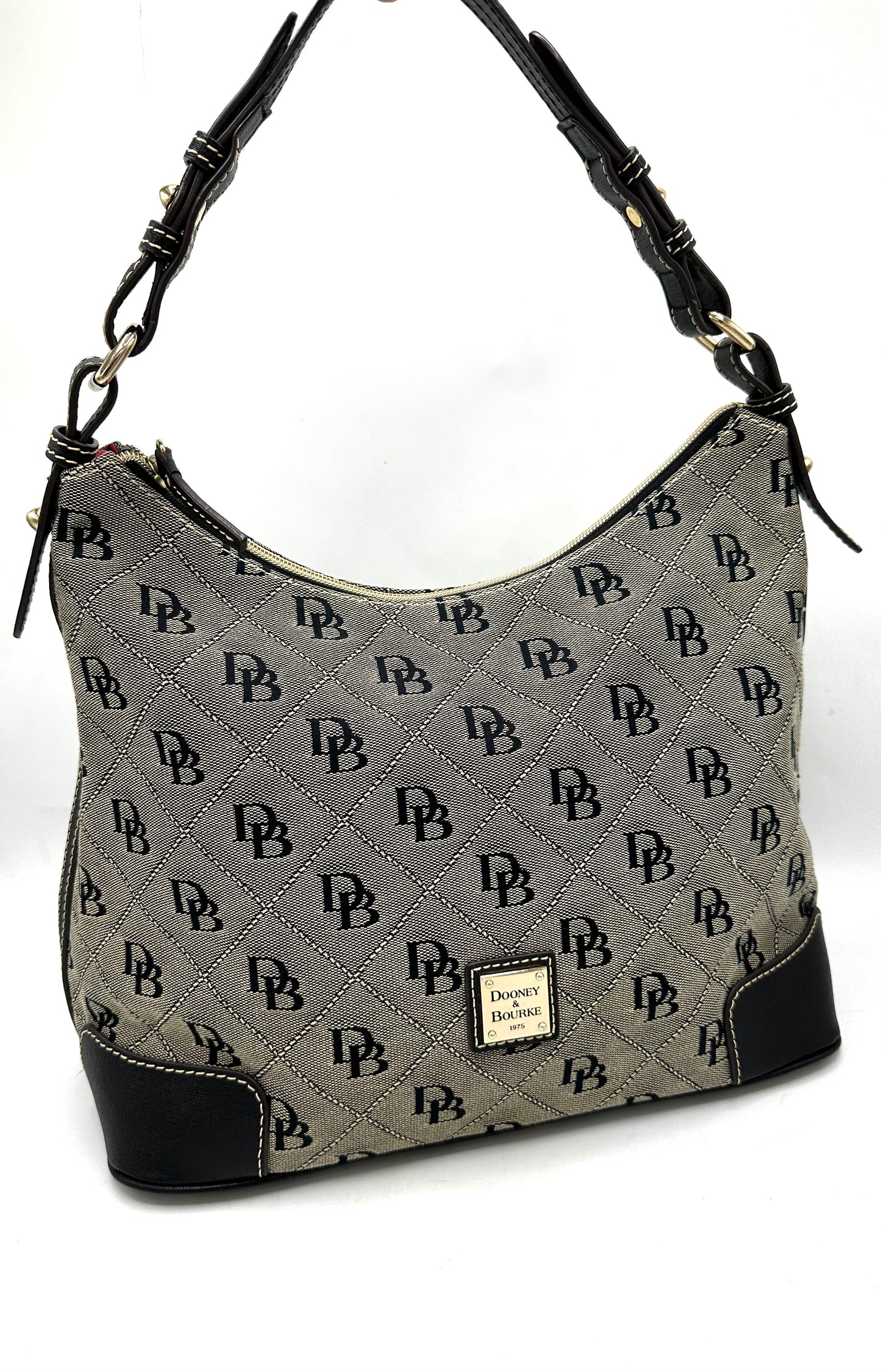 Dooney & Bourke Signature Erica Hobo – Grey with Black Monogram