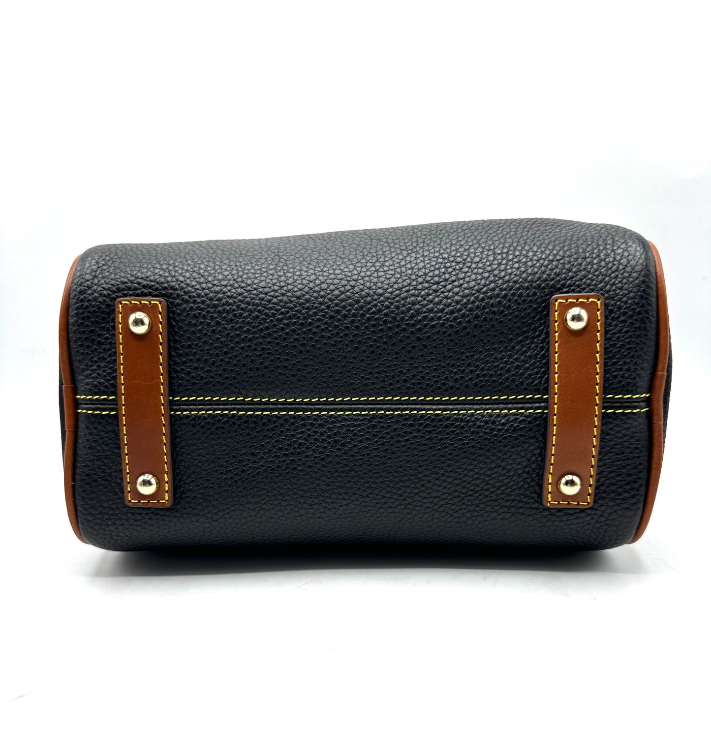 Dooney & Bourke Pebble Grain Barrel Satchel – Black with Brown Leather Handles
