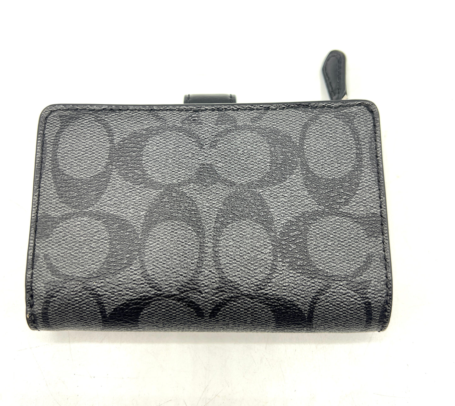 Coach F23553 Corner Zip Wallet – Black (Signature Canvas / Leather Trim)