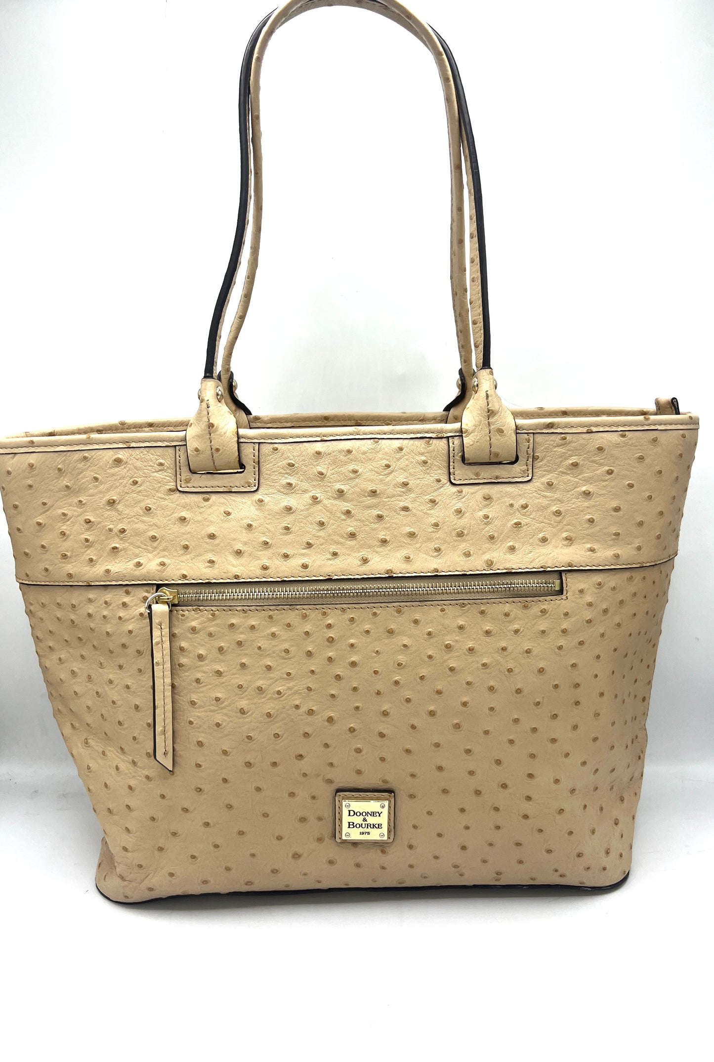 Dooney & Bourke Ostrich Zip Top Tote – Tan