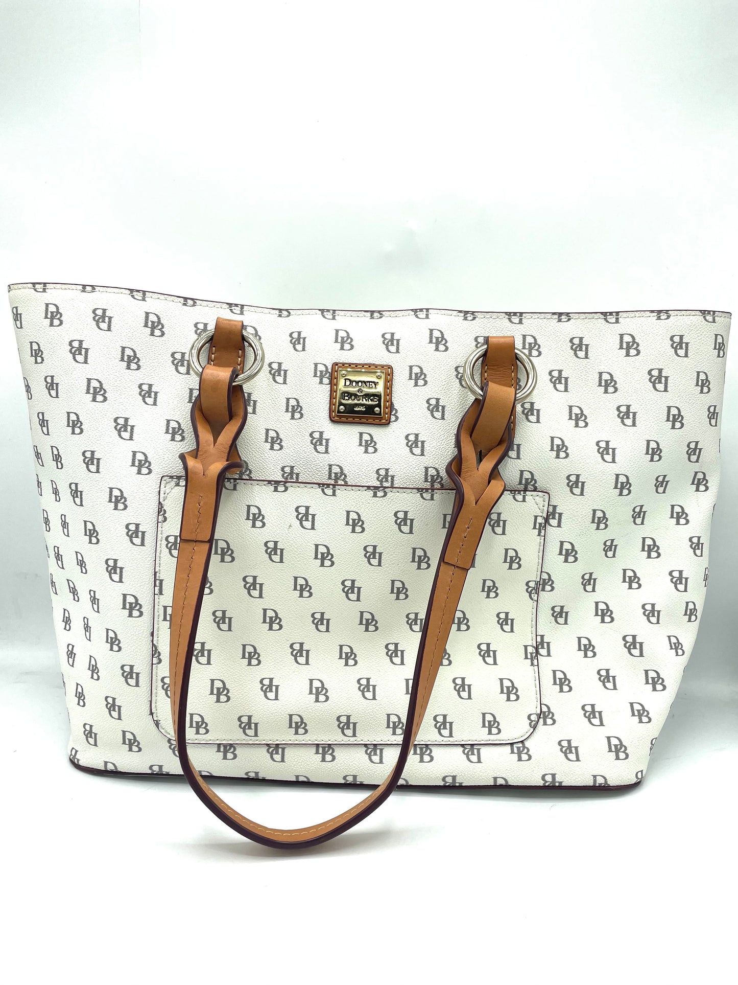 Dooney & Bourke Blake Tammy Large Tote – White & Tan Monogram