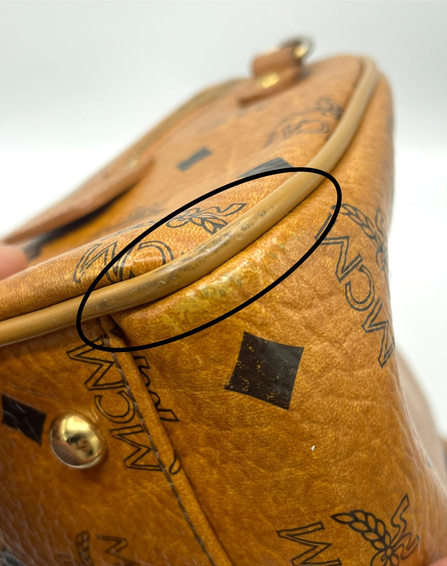 MCM Cognac Visetos Boston Bag
