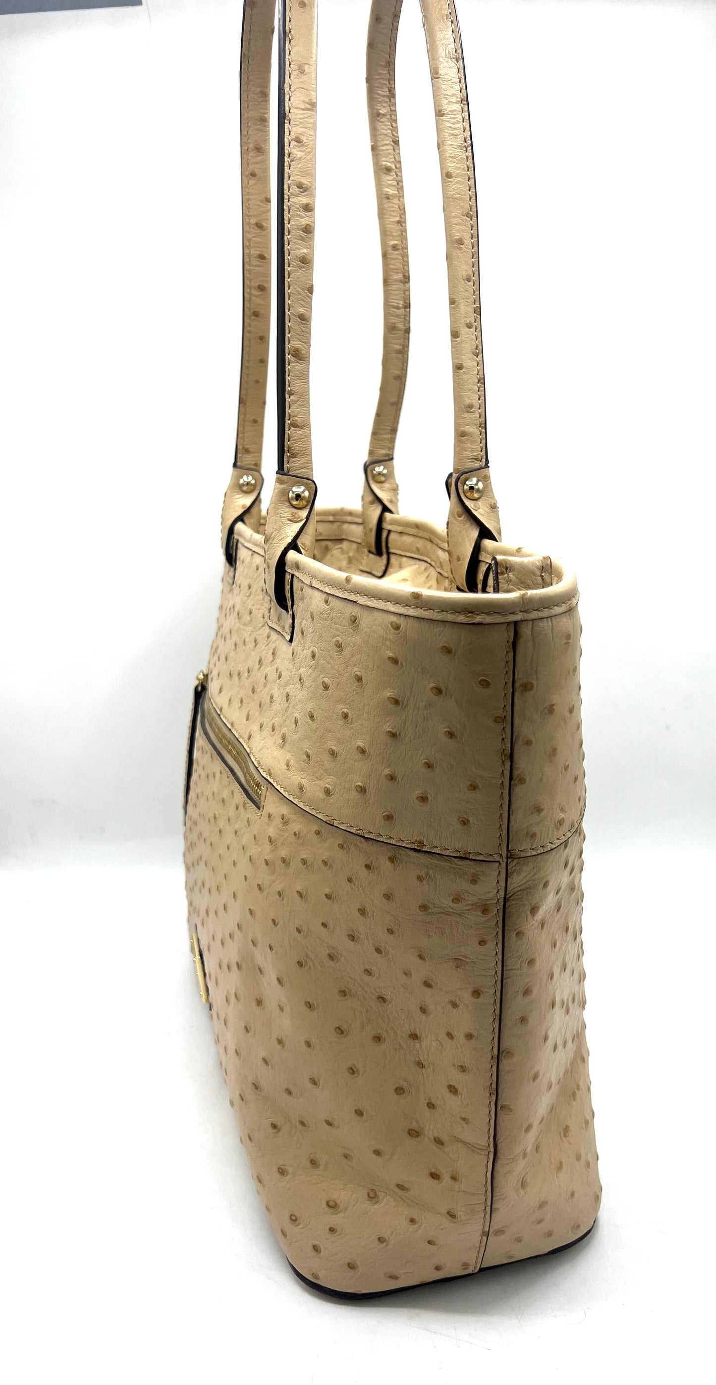 Dooney & Bourke Ostrich Zip Top Tote – Tan