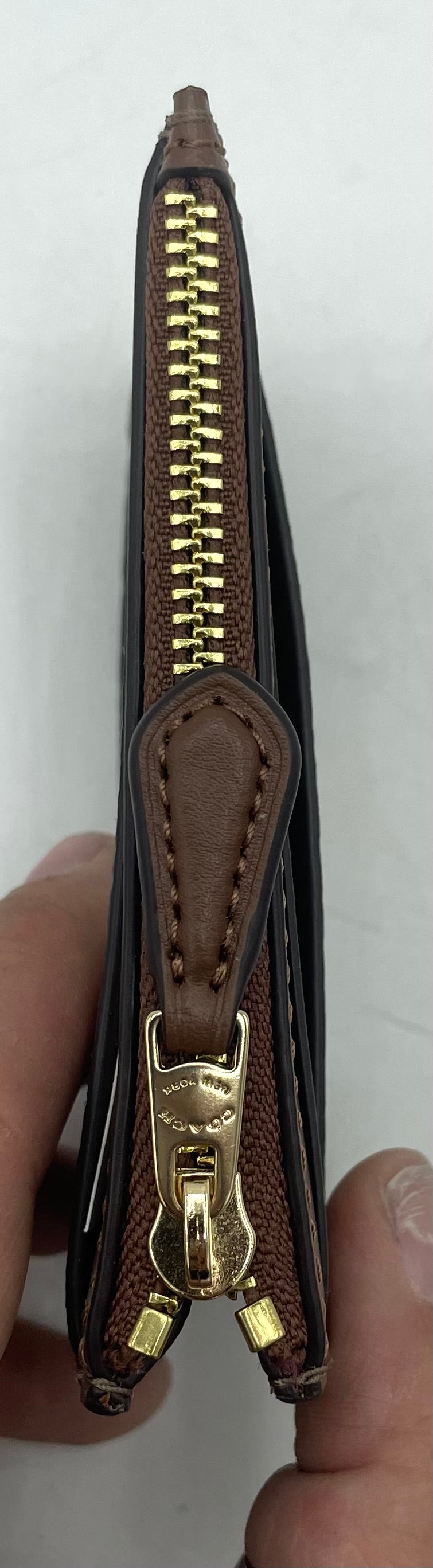 Coach Mini Skinny ID Case - Tan Suede Interior