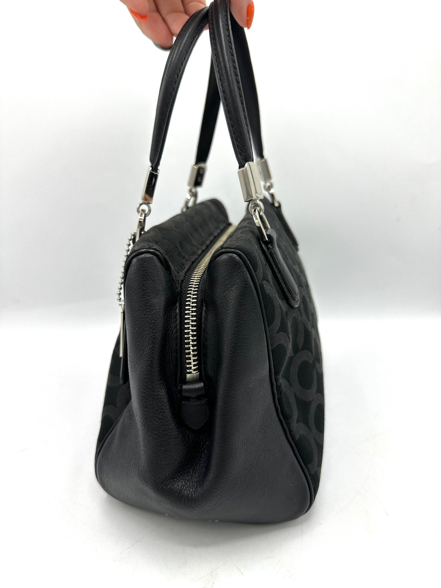 Coach Madison Op Art Sateen Mini Satchel – Black Sateen / Op Art