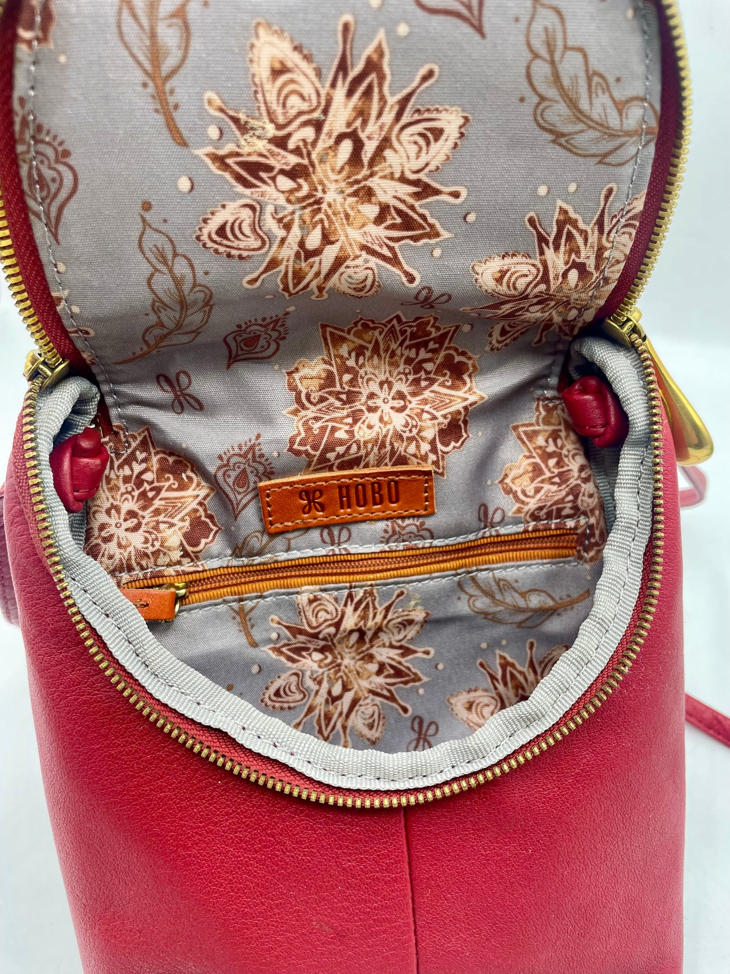 HOBO Fern Crossbody – Red Leather with Brass Hardware