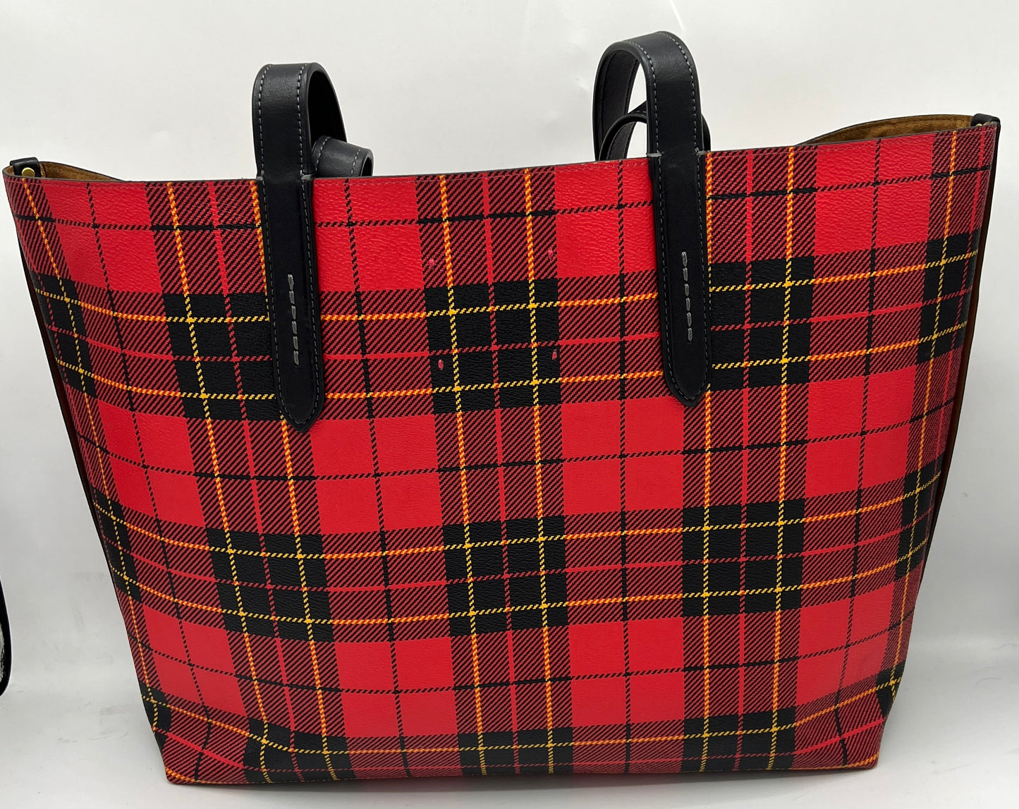 Coach Highline Tote in Plaid Print with C Dangle