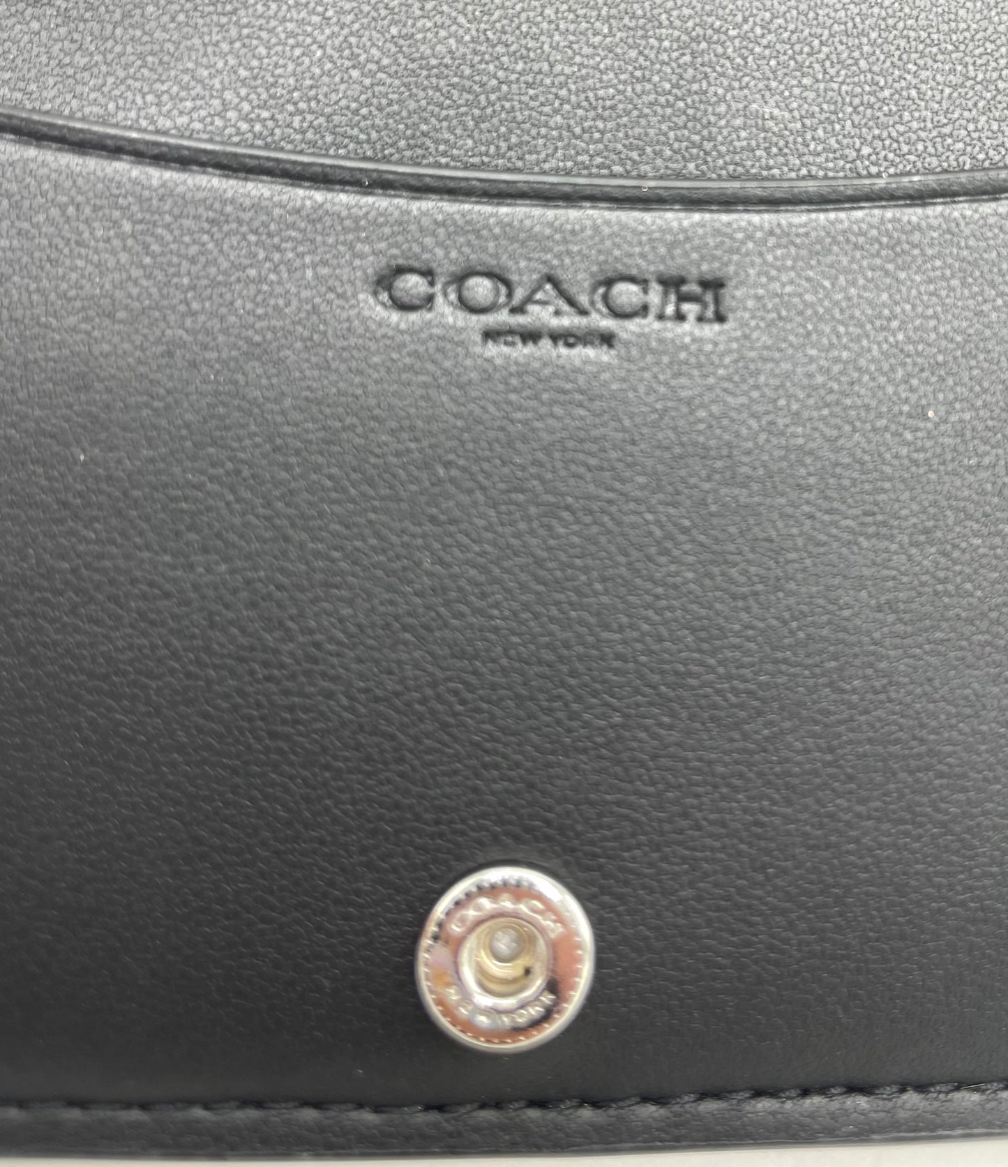 Coach Essential Slim Card Case with Rivets – Black Leather with Silver Hardware