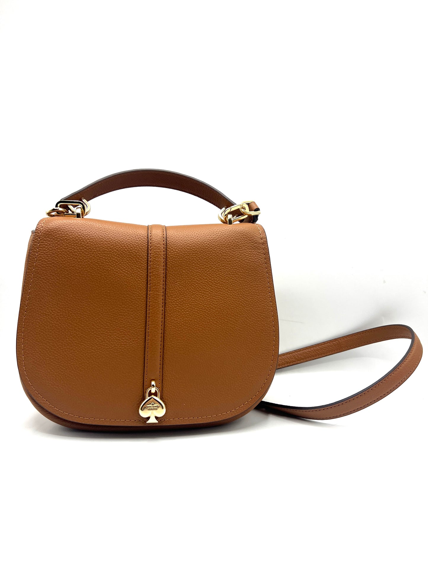 Kate Spade Kayla Pebbled Leather Saddle Bag – Warm Gingerbread