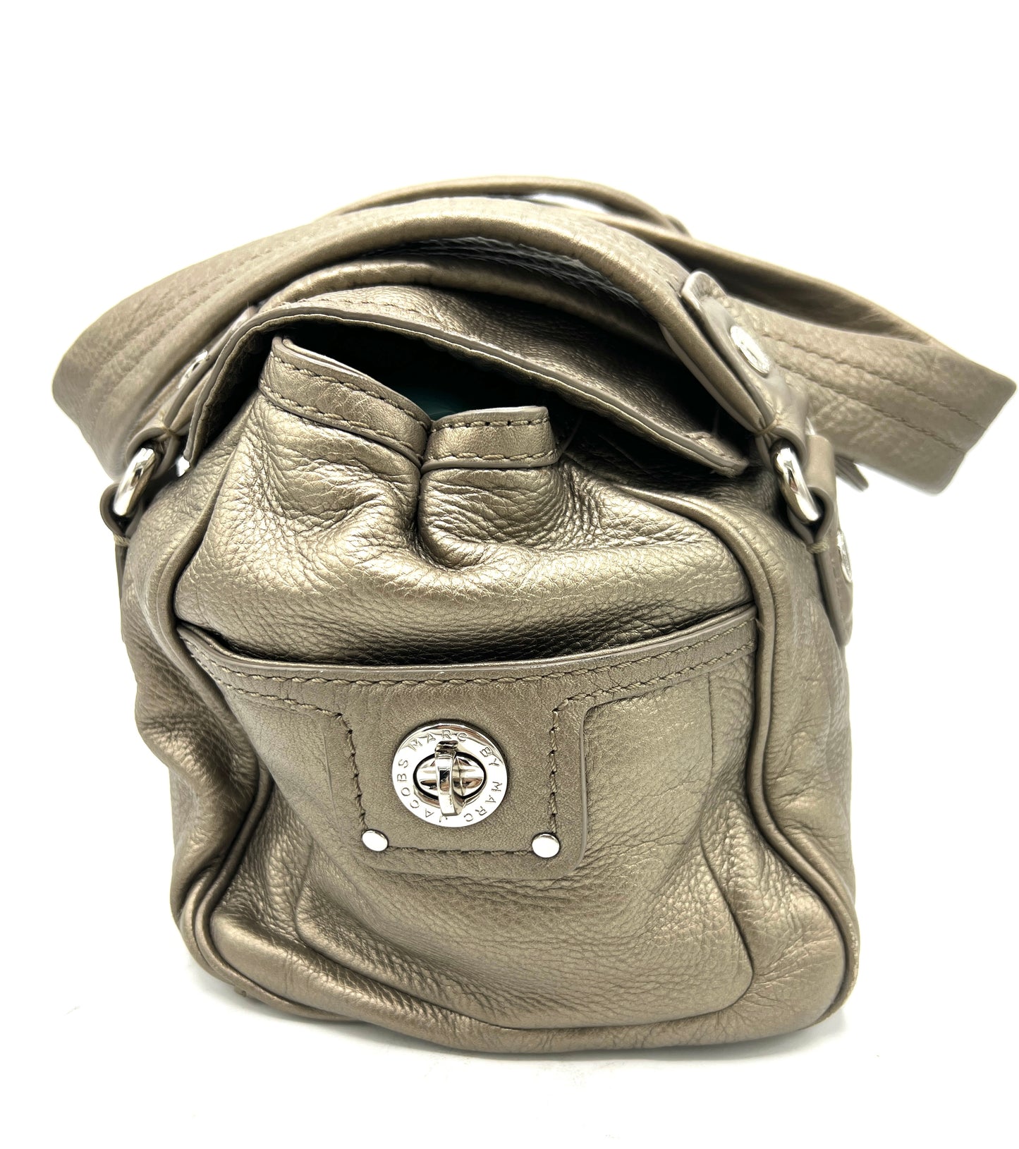 Marc by Marc Jacobs Totally Turnlock Quinn Satchel Handbag – Bronze Metallic Leather