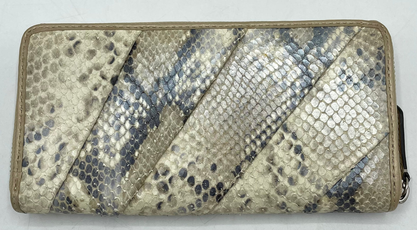 Coach Accordion Zip Wallet – Beige Iridescent Python with Pleating