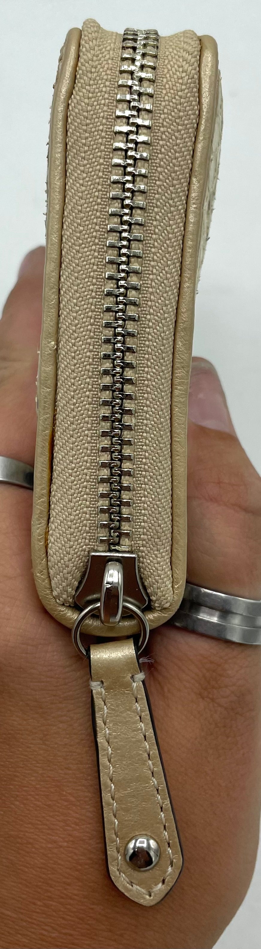 Coach Accordion Zip Wallet – Beige Iridescent Python with Pleating
