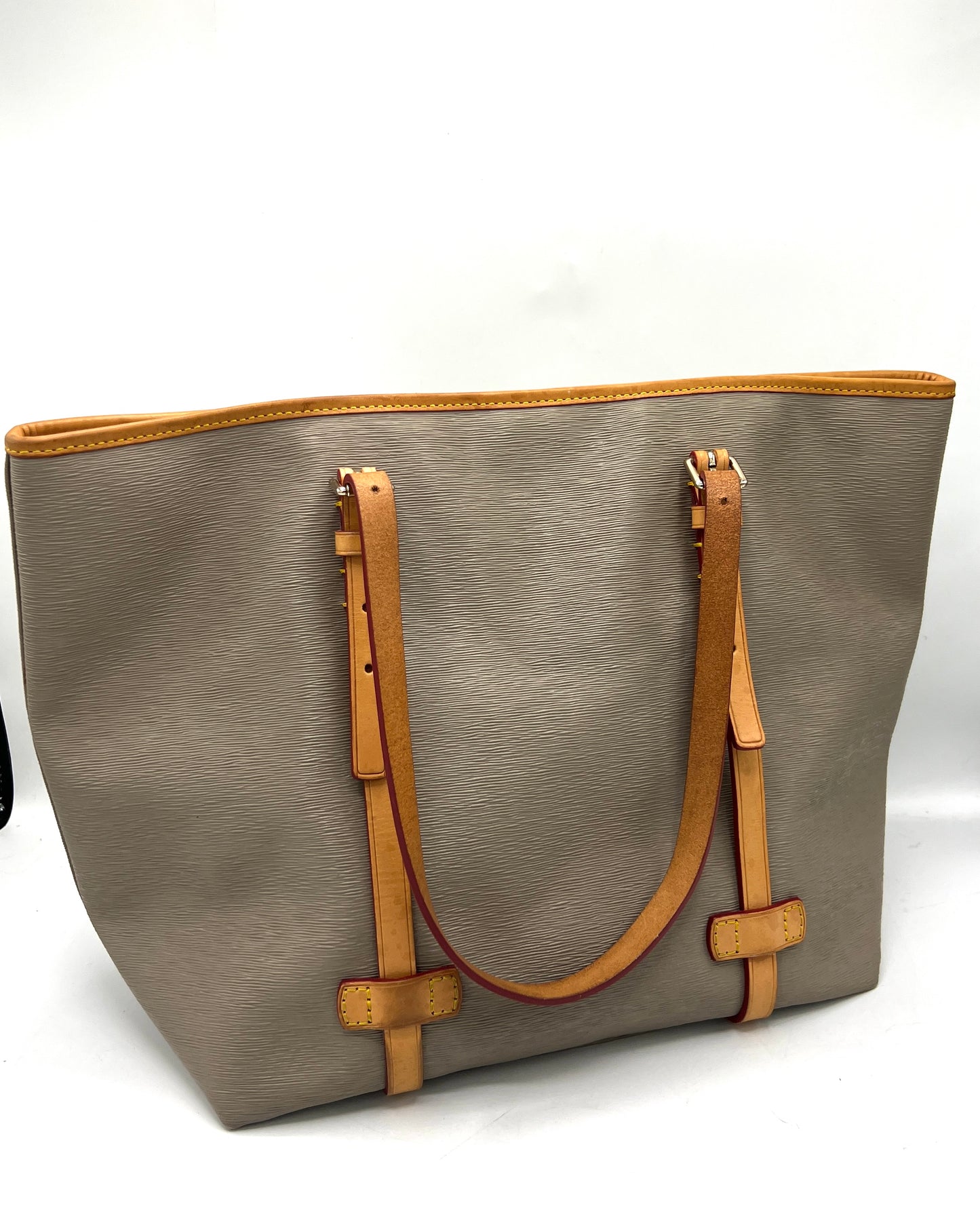 Dooney & Bourke East West Shopper Tote – Taupe Saffiano Leather with Vachetta Handles