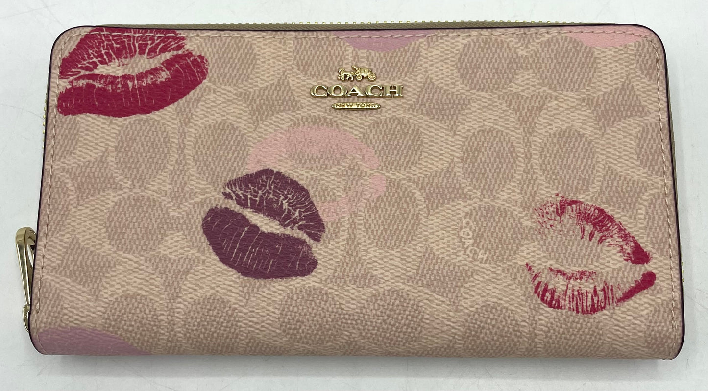Coach Long Zip Around Wallet – Vibrant Lips Print (CR624)