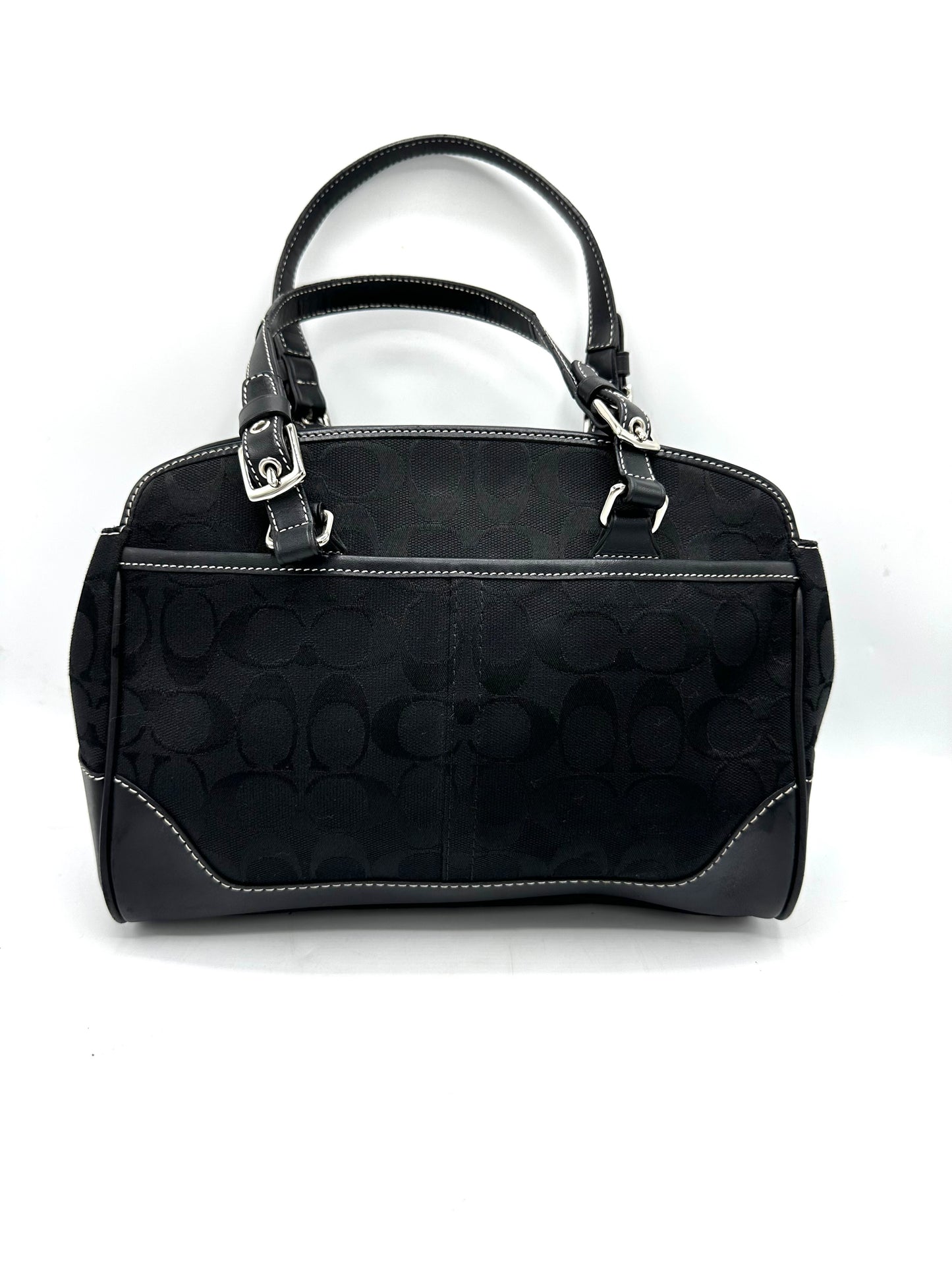 Coach Signature Satchel – Black Signature “C” Canvas with Leather Trim *Clearance Rack*