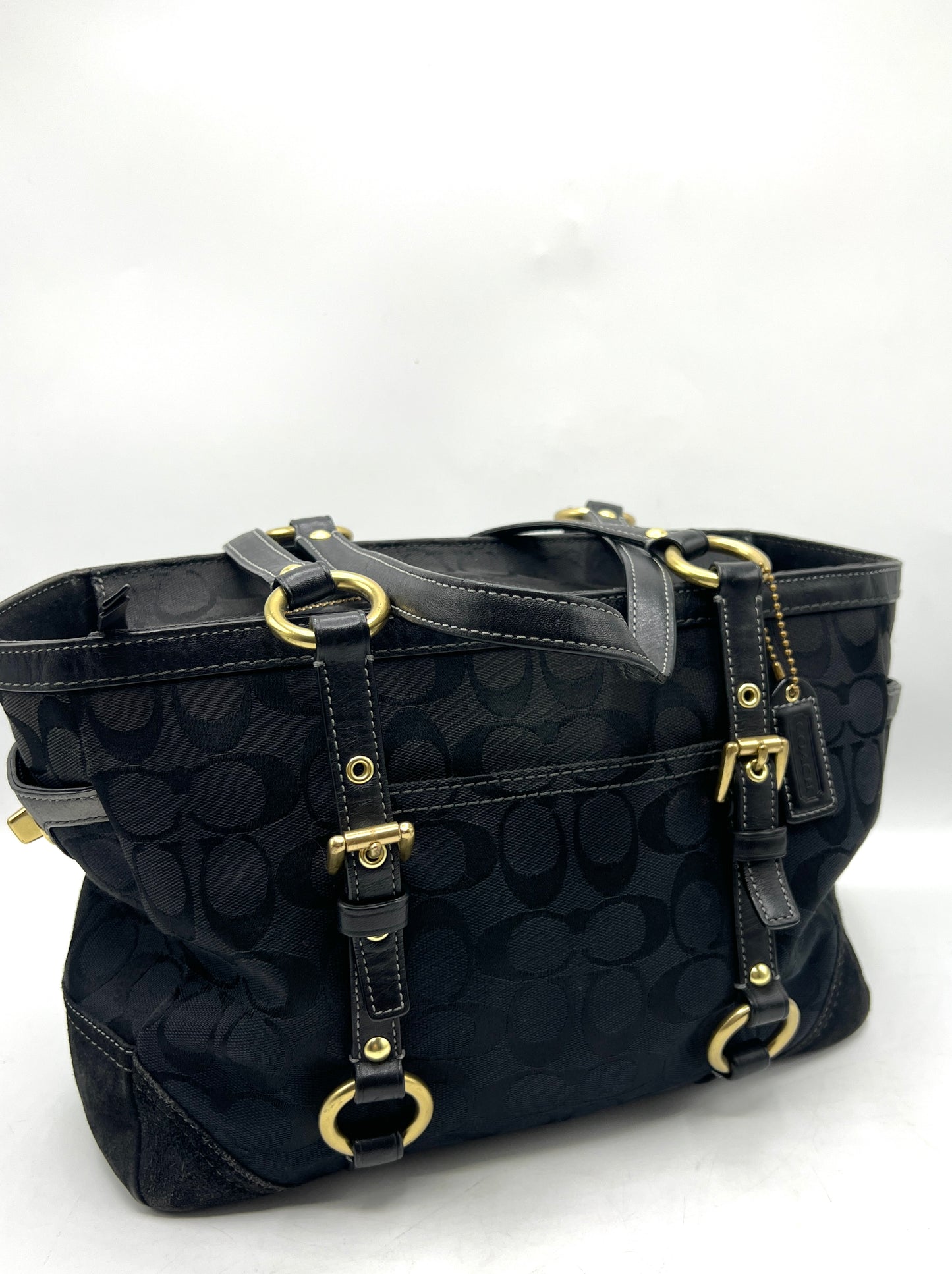 Coach Signature Satchel – Black with Gold-Tone Hardware
