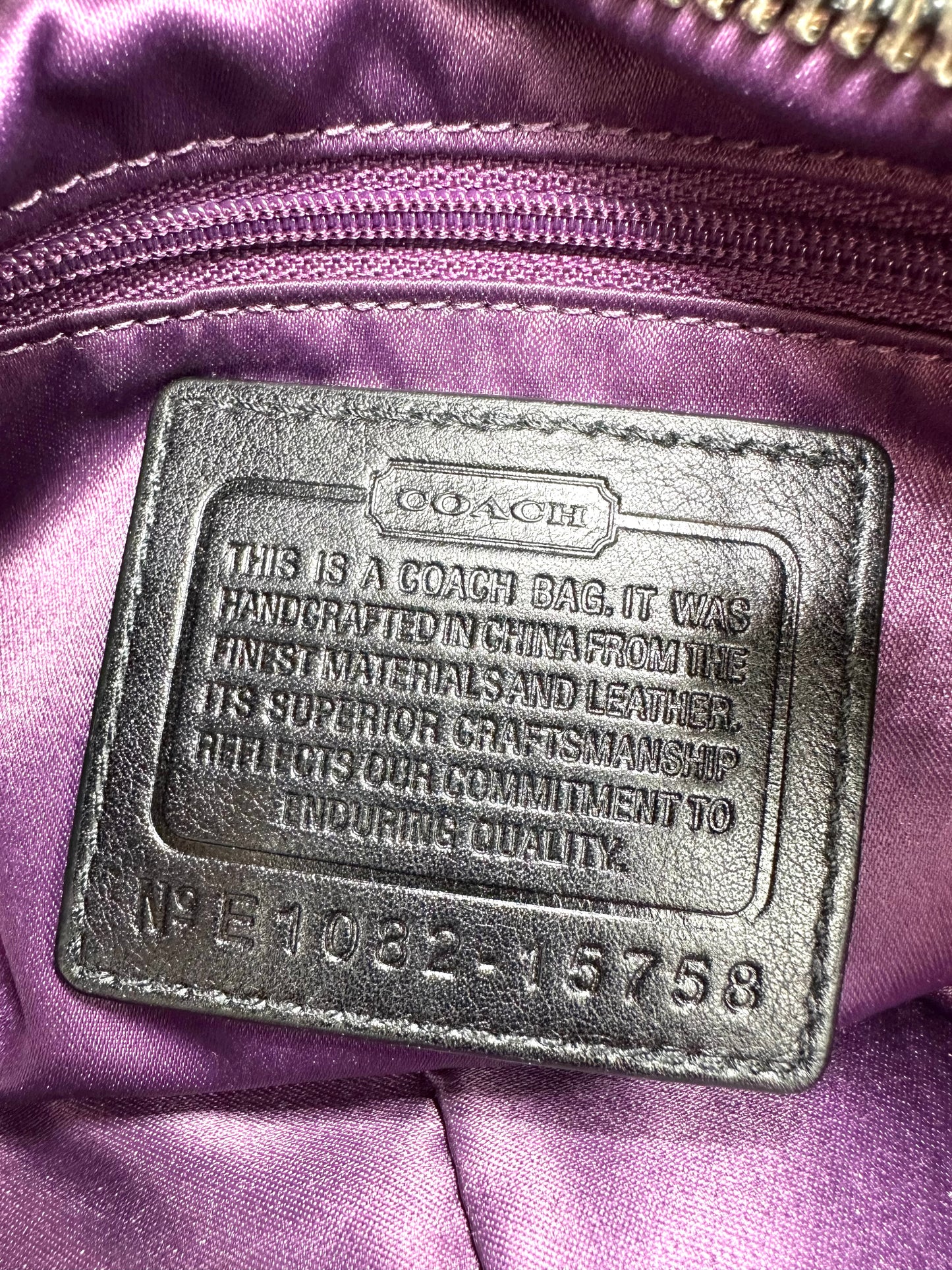 Coach Mia Op Art Satchel – Black Jacquard with Purple Satin Interior