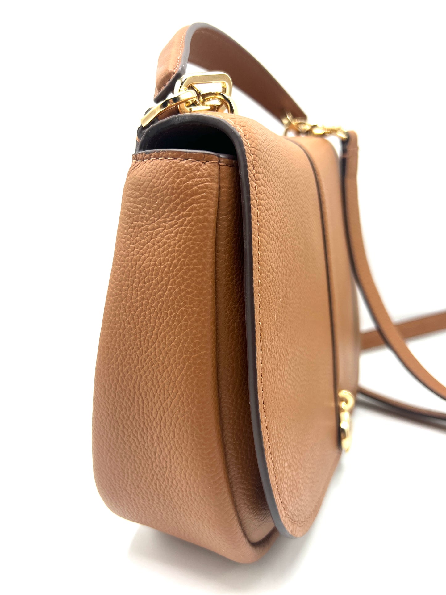 Kate Spade Kayla Pebbled Leather Saddle Bag – Warm Gingerbread