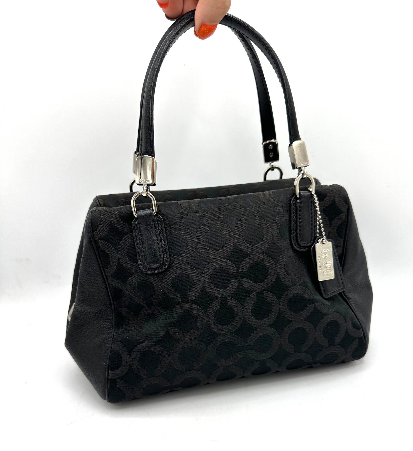 Coach Madison Op Art Sateen Mini Satchel – Black Sateen / Op Art