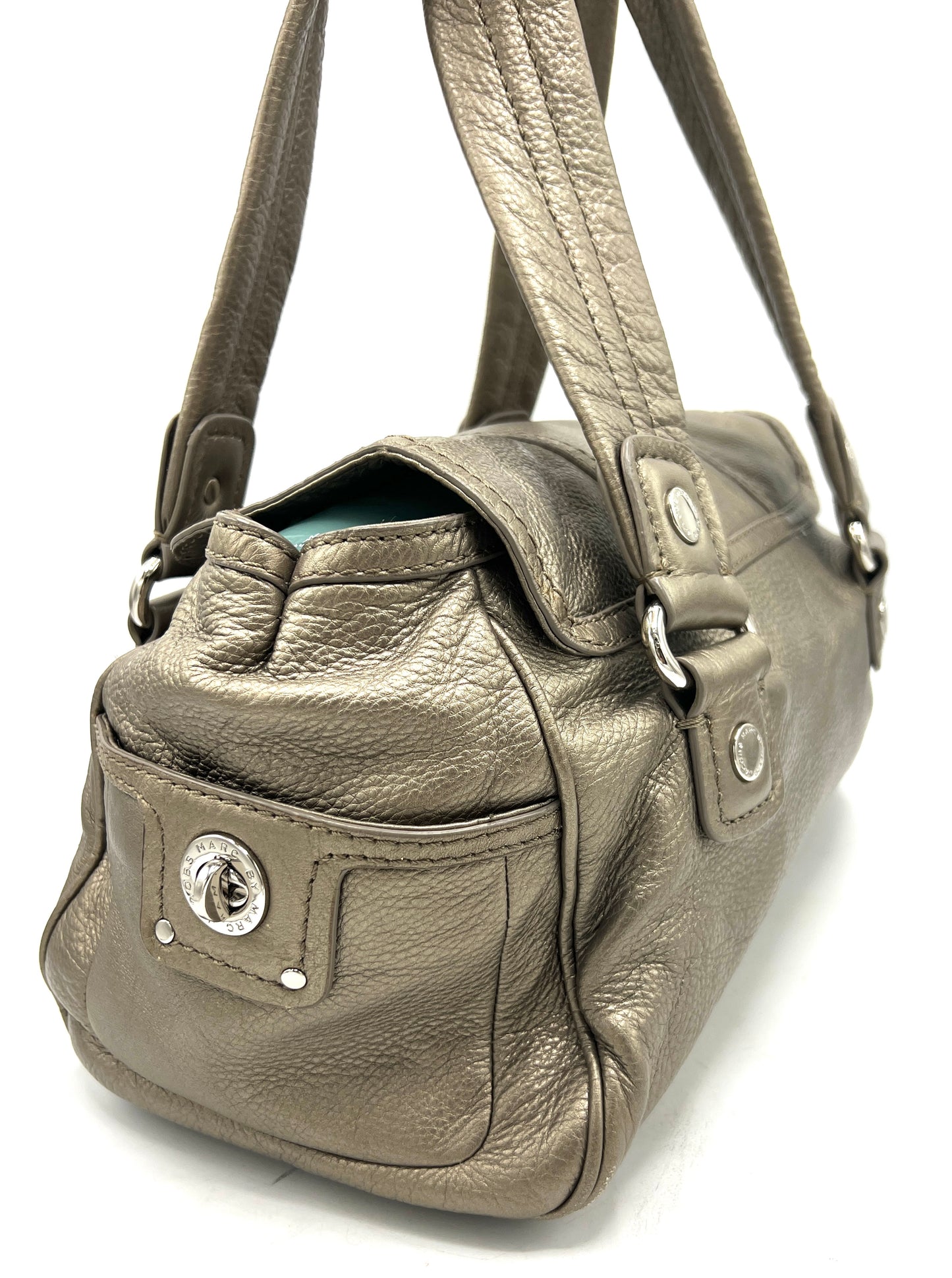 Marc by Marc Jacobs Totally Turnlock Quinn Satchel Handbag – Bronze Metallic Leather
