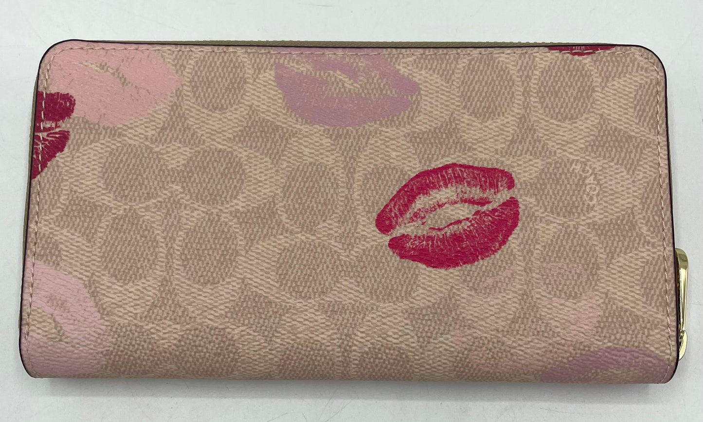 Coach Long Zip Around Wallet – Vibrant Lips Print (CR624)