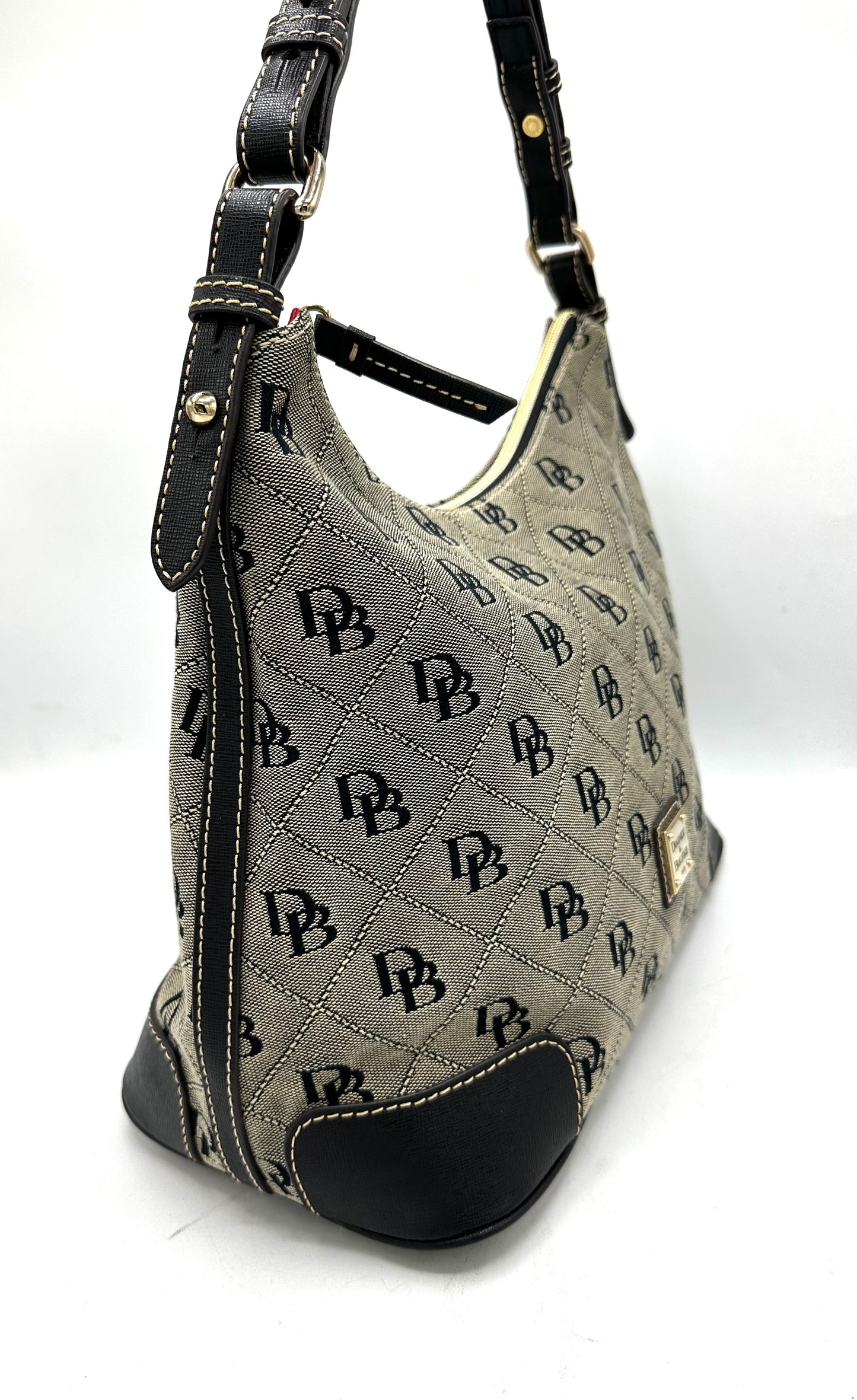 Dooney & Bourke Signature Erica Hobo – Grey with Black Monogram