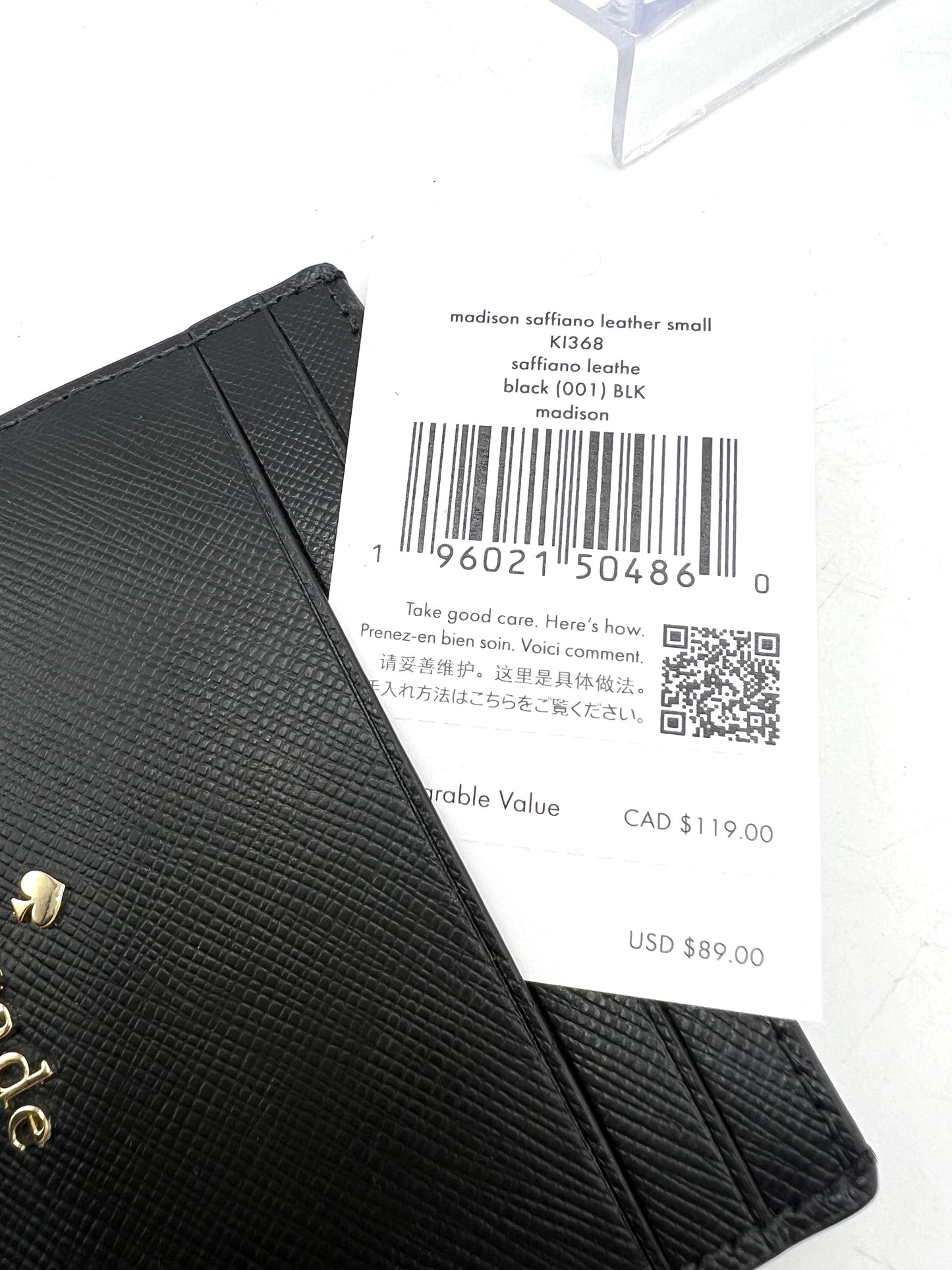 Kate Spade Madison Small Slim Card Holder – Black Saffiano Leather (NWT)