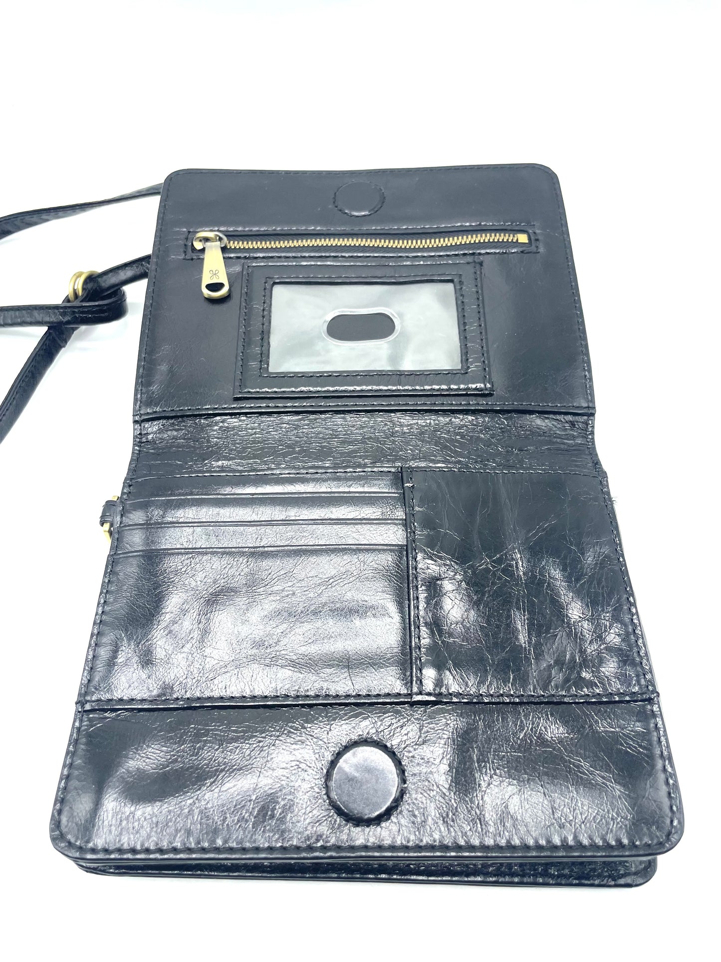 HOBO Jill Wallet Crossbody – Black Polished Leather (Style VI‑32471BLK)